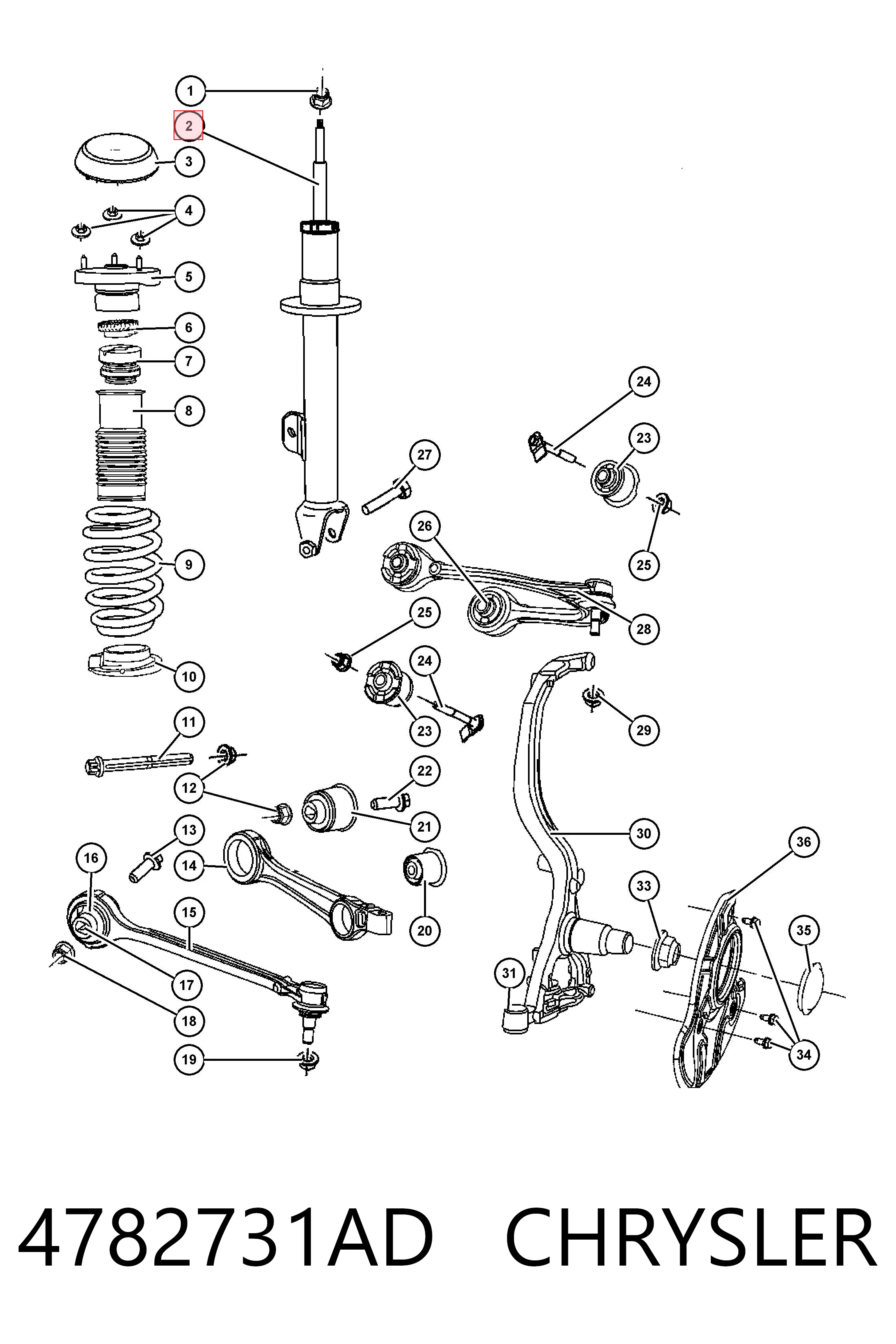 4782731AD Chrysler Amortyzator przedni lewy