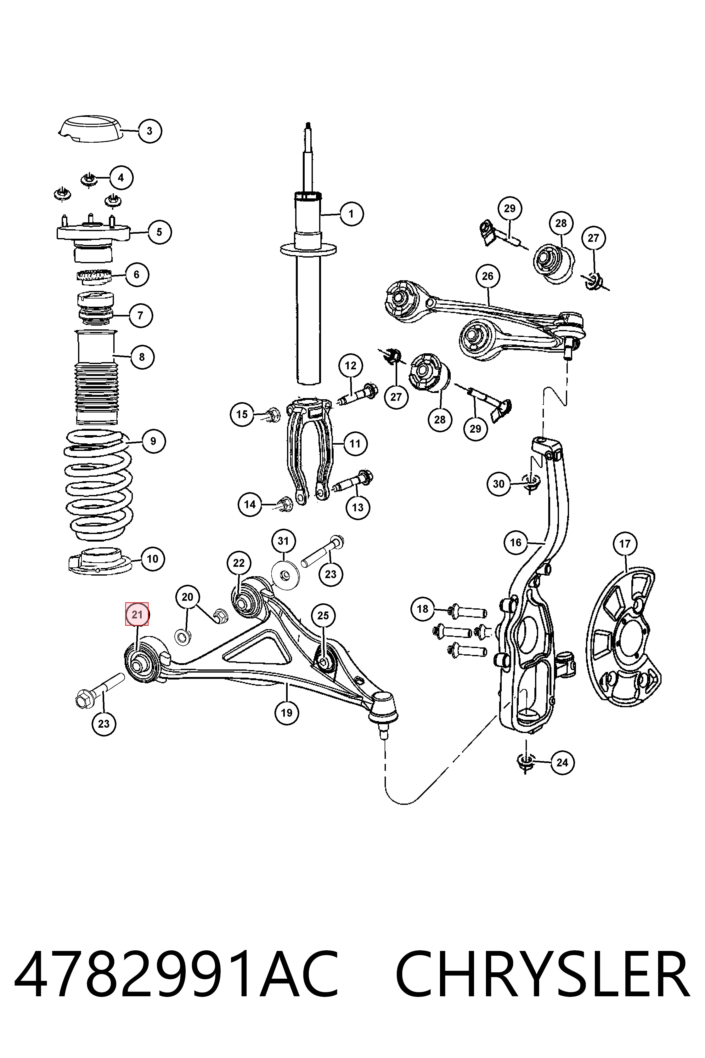 4782991AC Chrysler Silentblock przedniego wahacza dolnego
