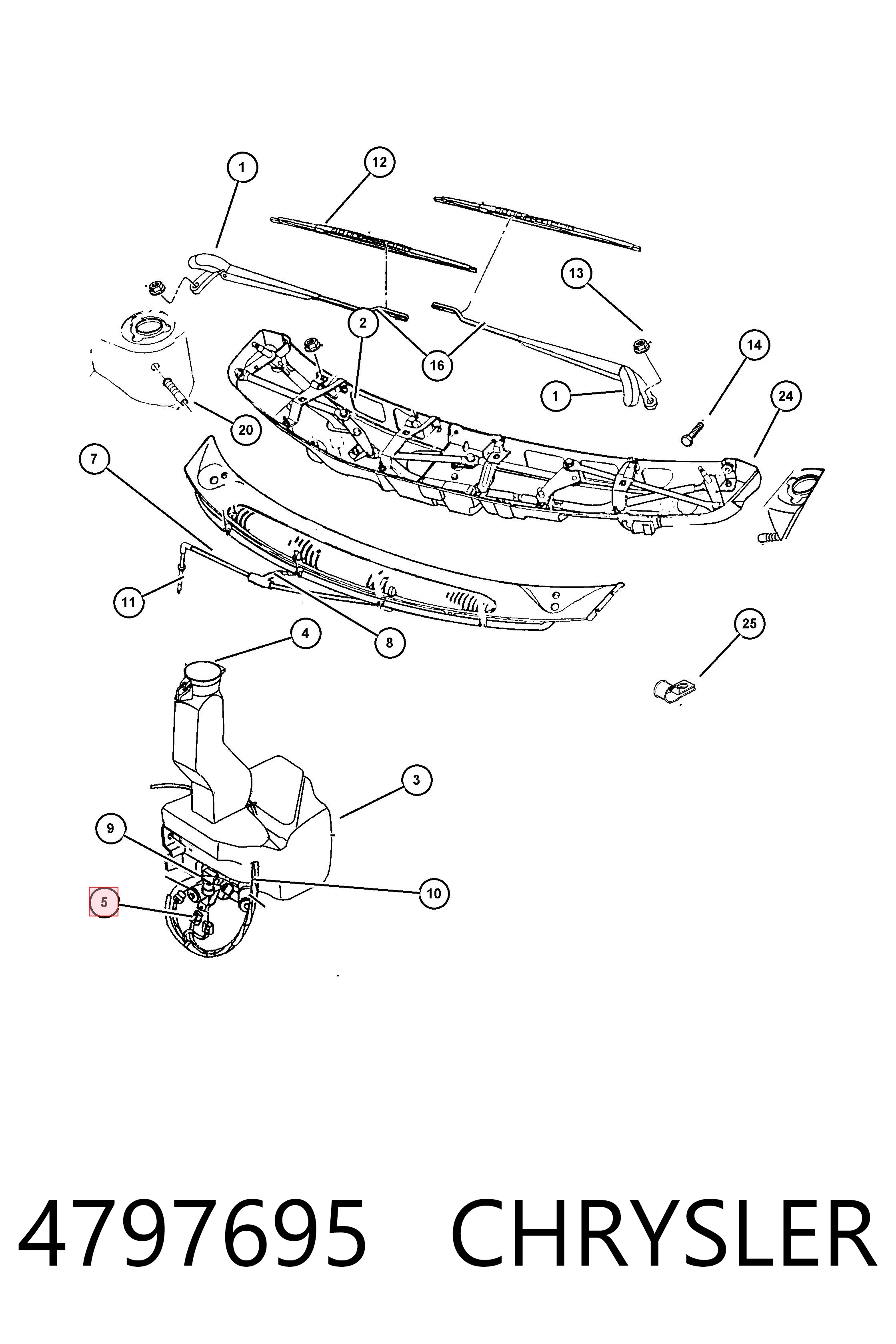 4797695 Chrysler Pompka spryskiwacza szyby przedniej