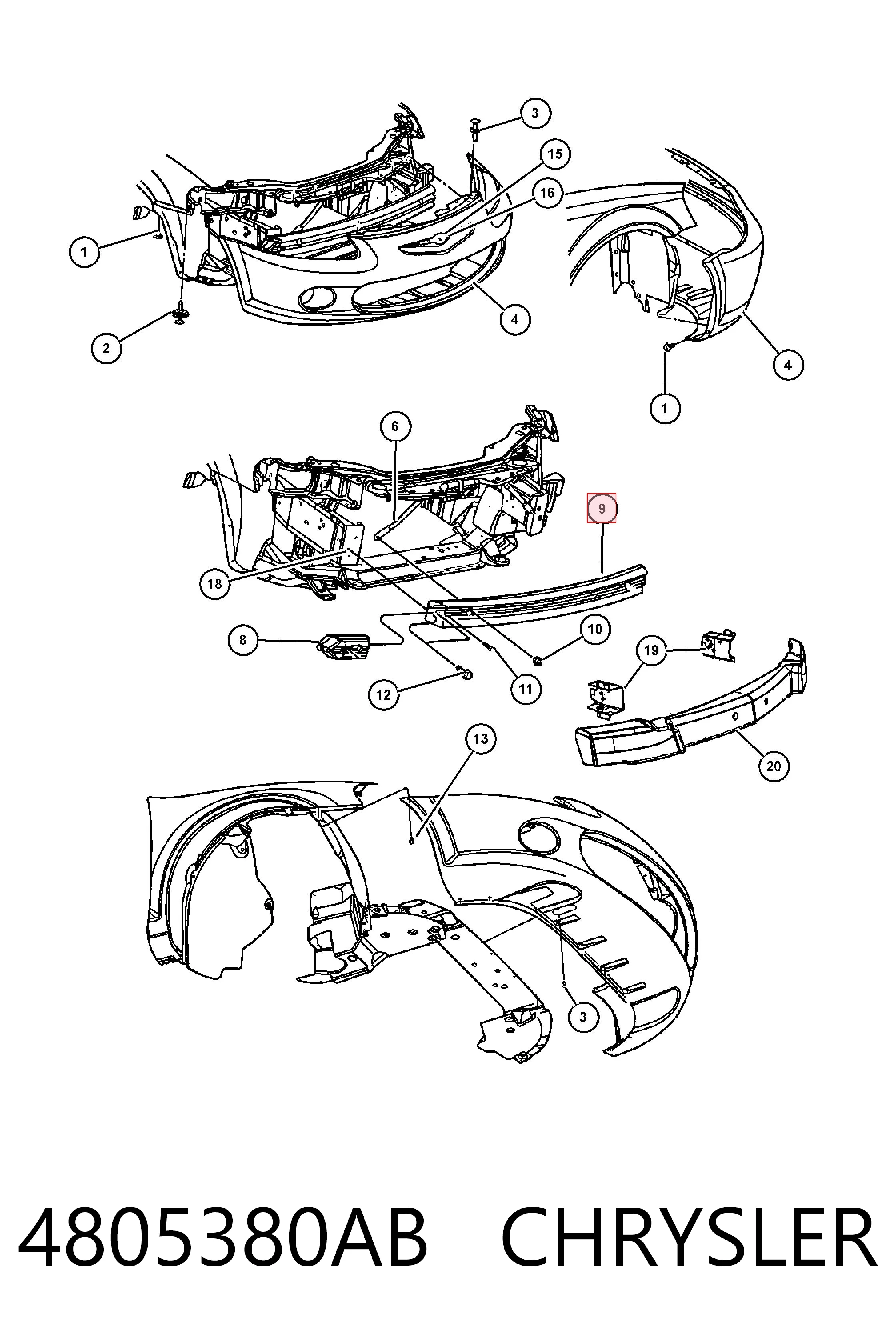 Wzmocnienie zderzaka przedniego Dodge Stratus II sedana (2000 - 2006) cena, od 17,94 USD