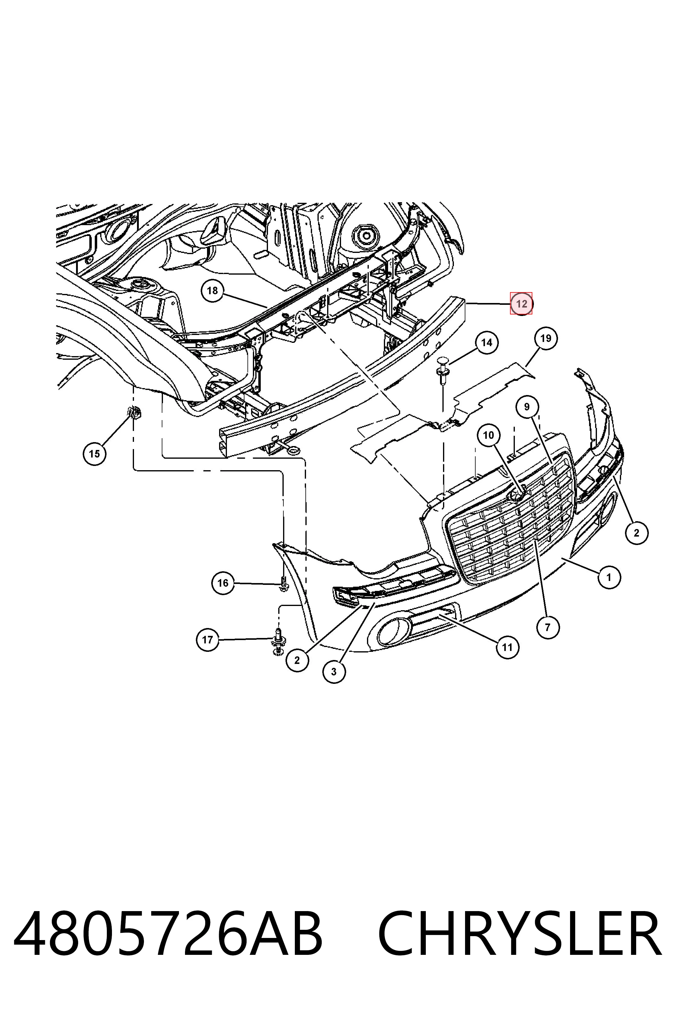 Wzmocnienie zderzaka przedniego do Chrysler 300 C 