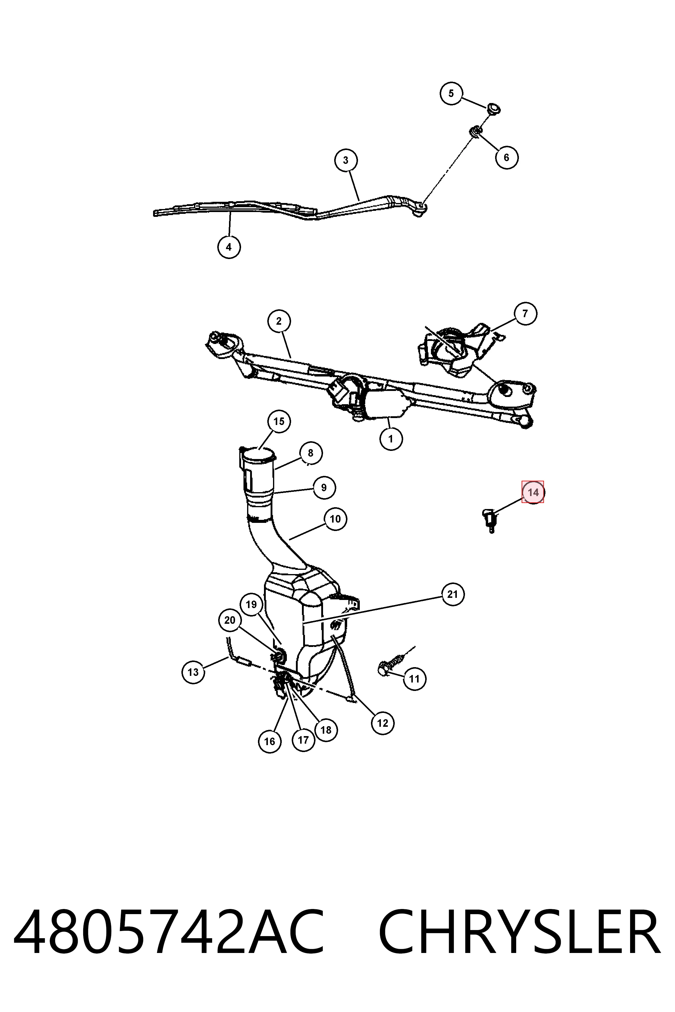 4805742AC Chrysler Dysza spryskiwacza szyby przedniej
