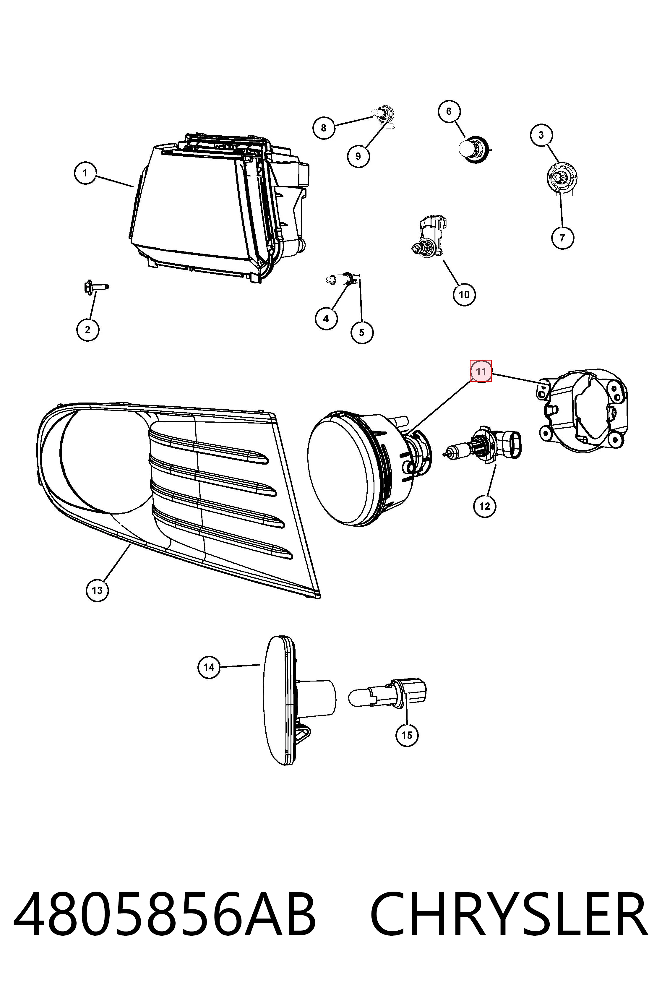 Do koszyka K04805856AB Fiat/Alfa/Lancia Lampa przeciwmgielna lewa/prawa