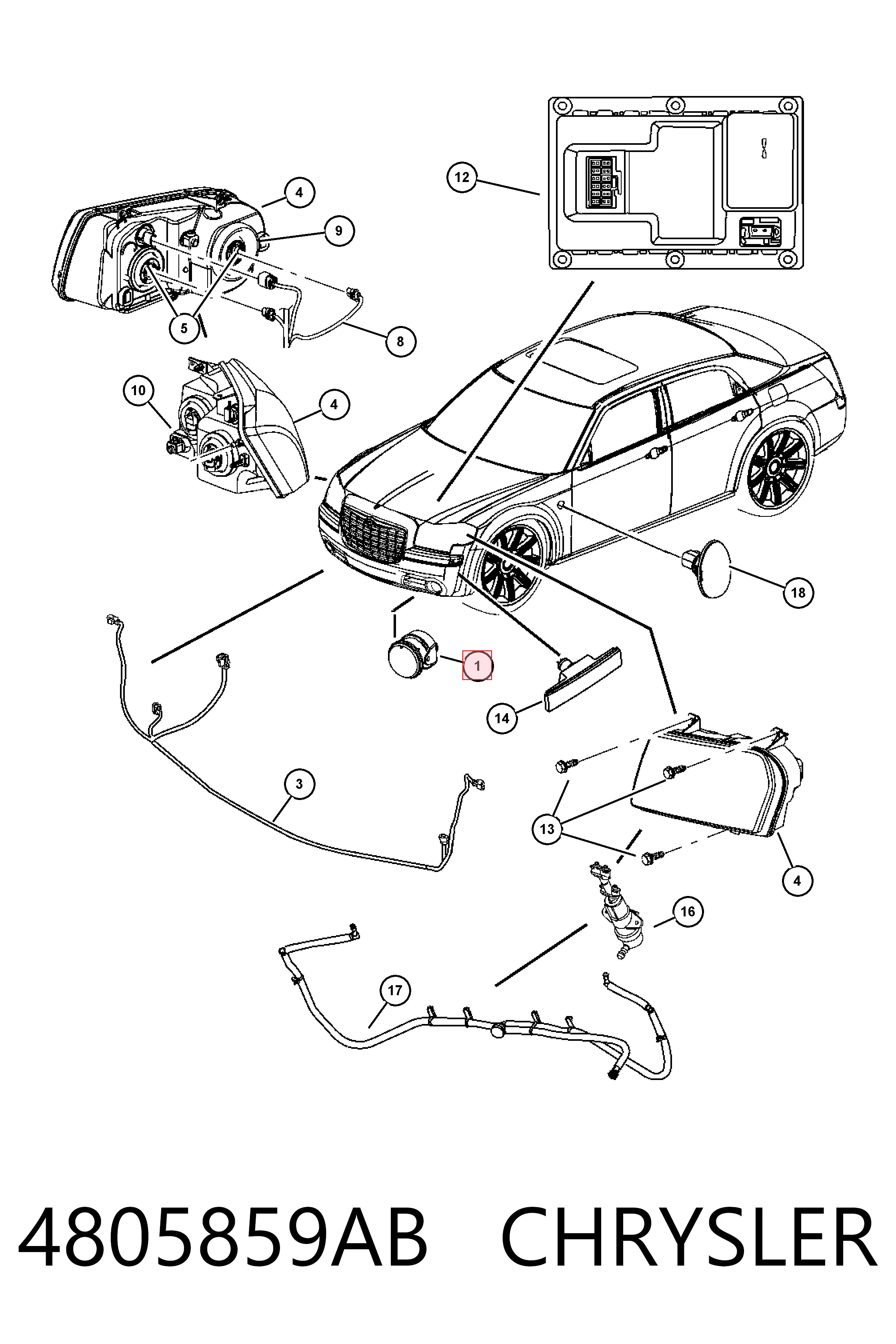4805859AB Chrysler Lampa przeciwmgielna lewa/prawa