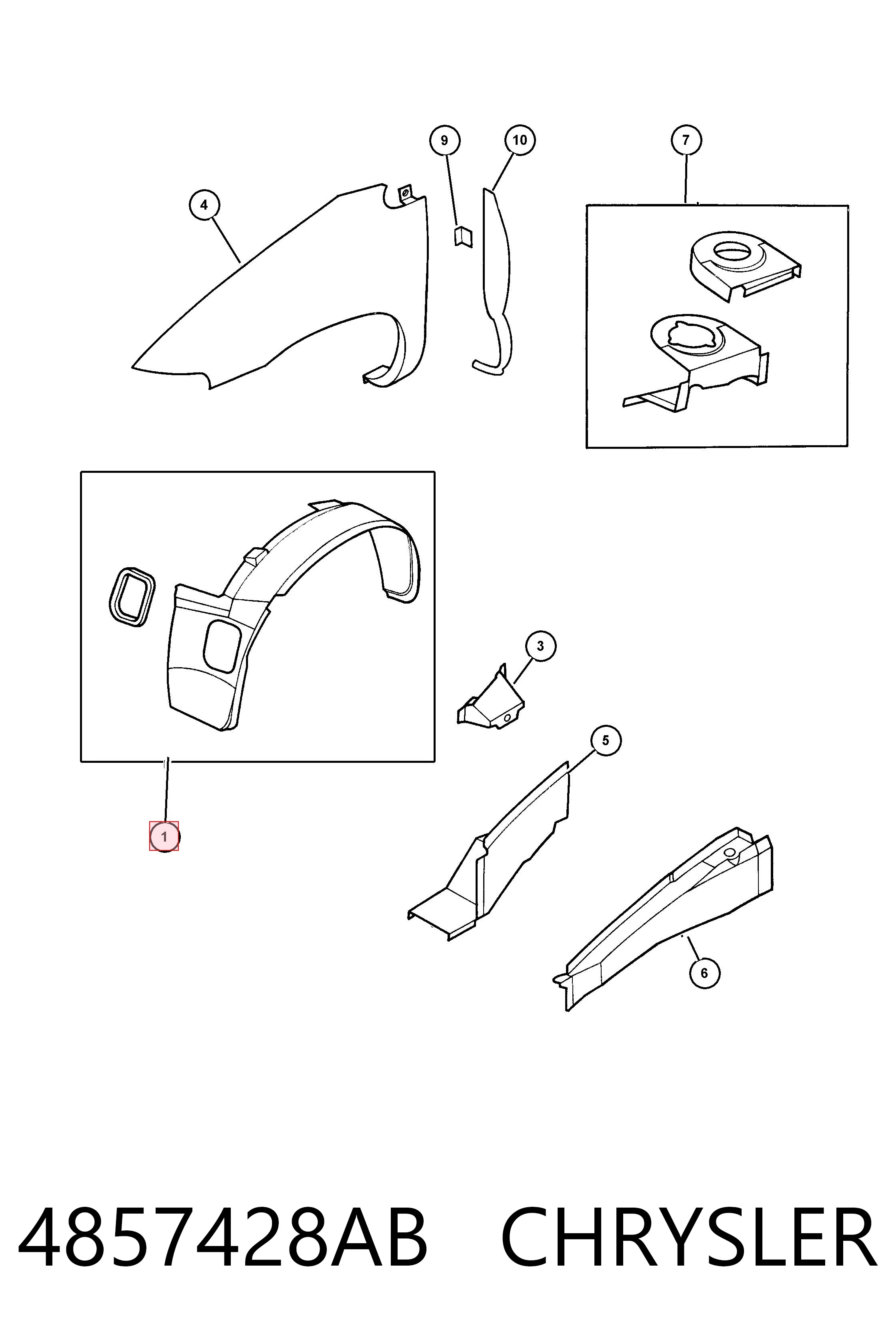 Nadkole błotnika przedniego prawe do Chrysler Voyager III RG, RS
