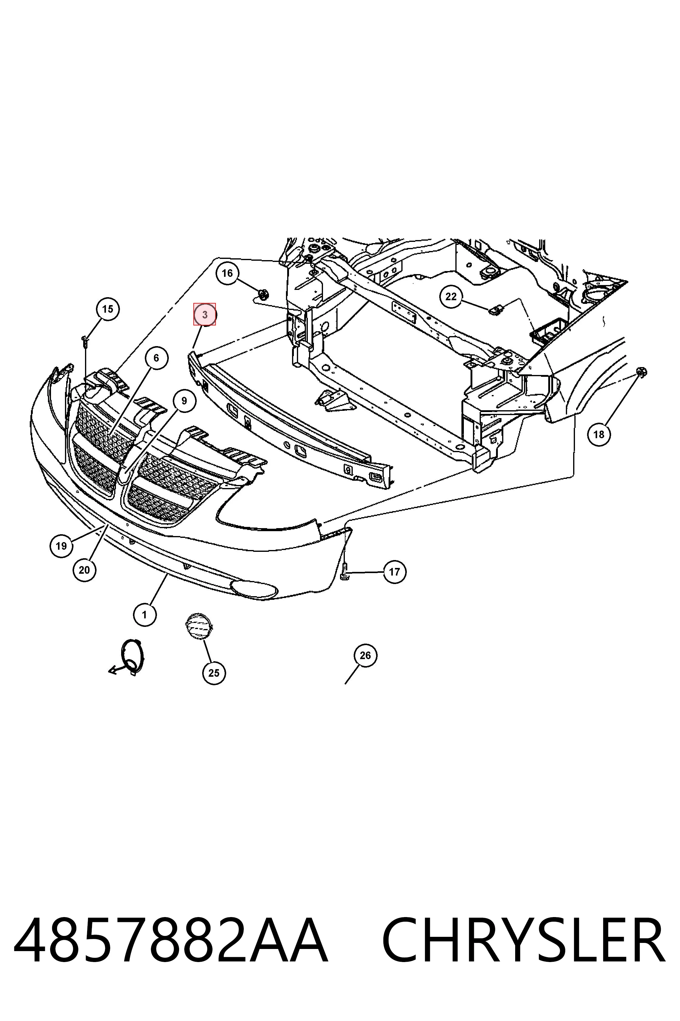 Wzmocnienie zderzaka przedniego Chrysler Voyager III minivan (RG, RS) (1999 - 2008) cena, od 102,64 USD