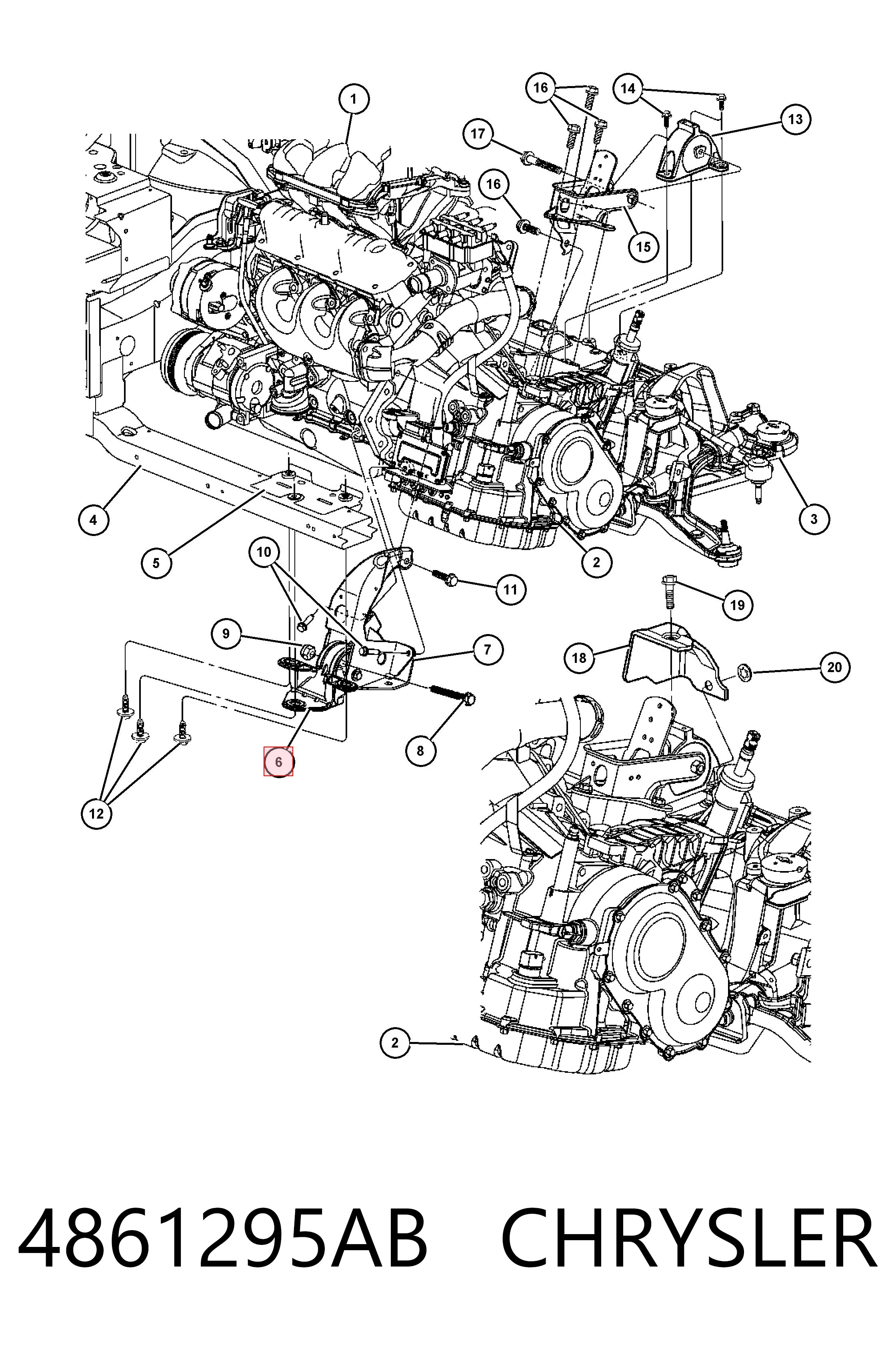 4861295AB Chrysler Poduszka (podpora) silnika przednia