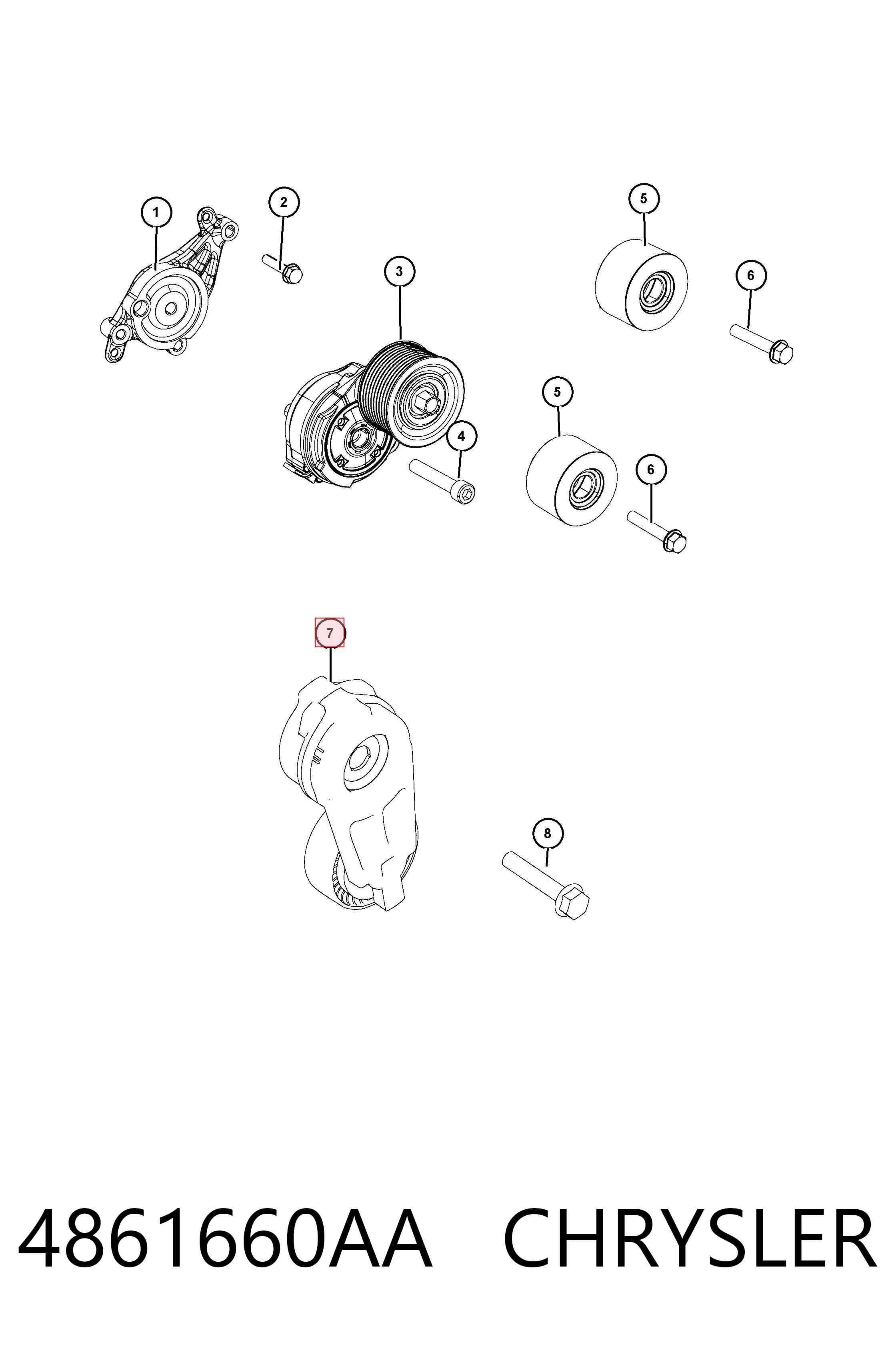 4861660AA Chrysler Napinacz paska napędowego