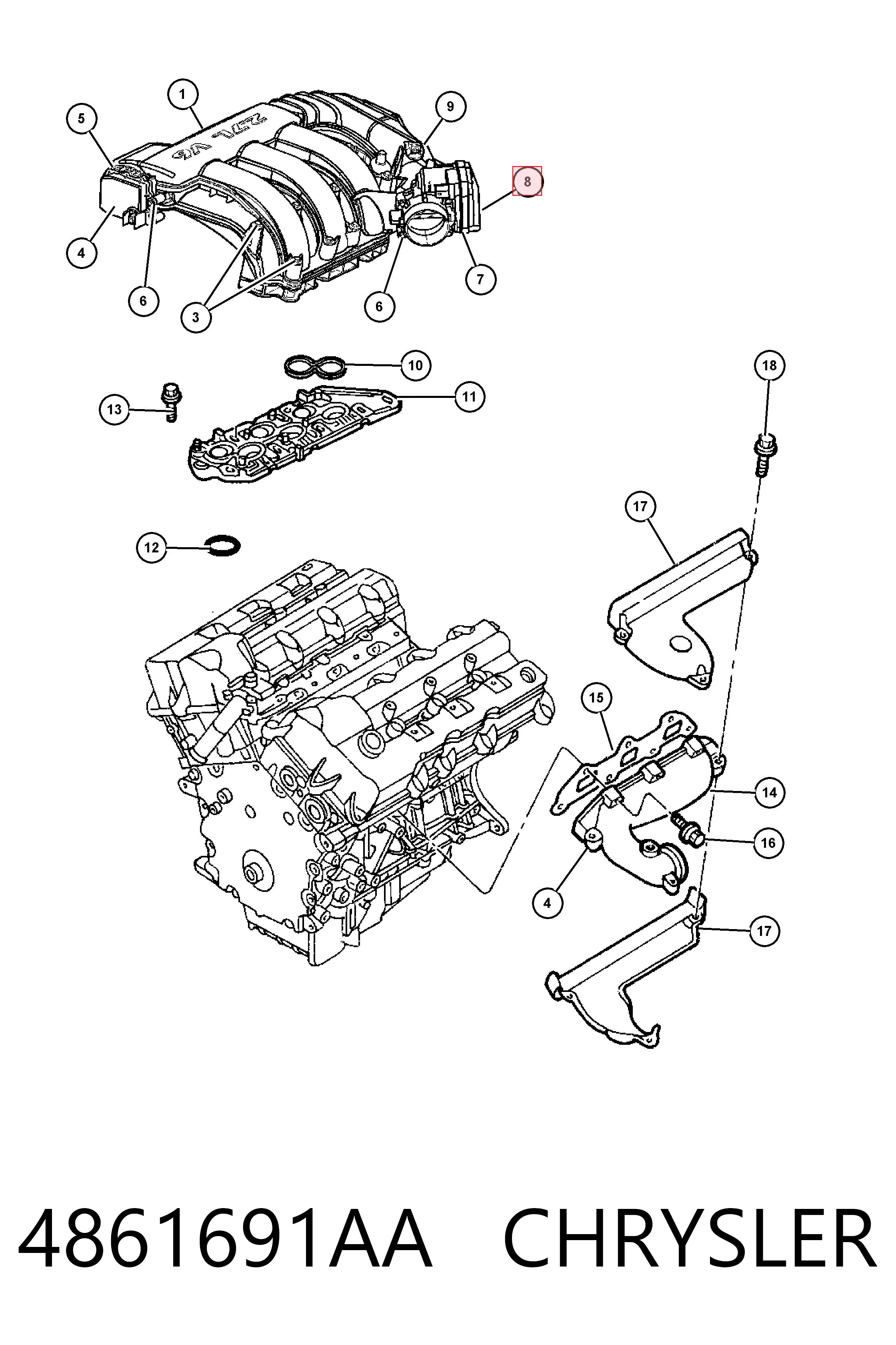 4861691AA Chrysler Przepustnica, komplet