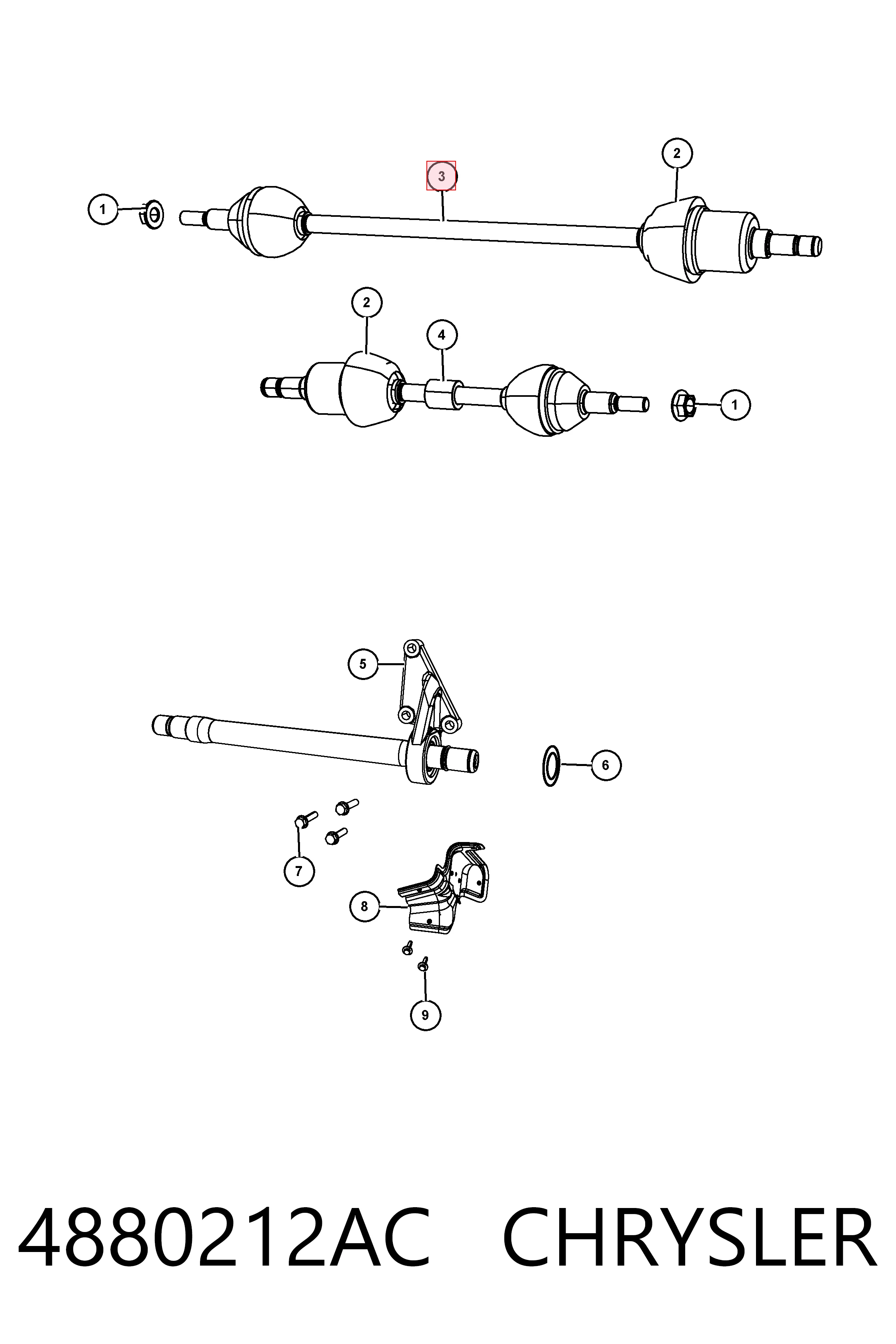 Półoś napędowa przednia prawa K68193908AC Fiat/Alfa/Lancia