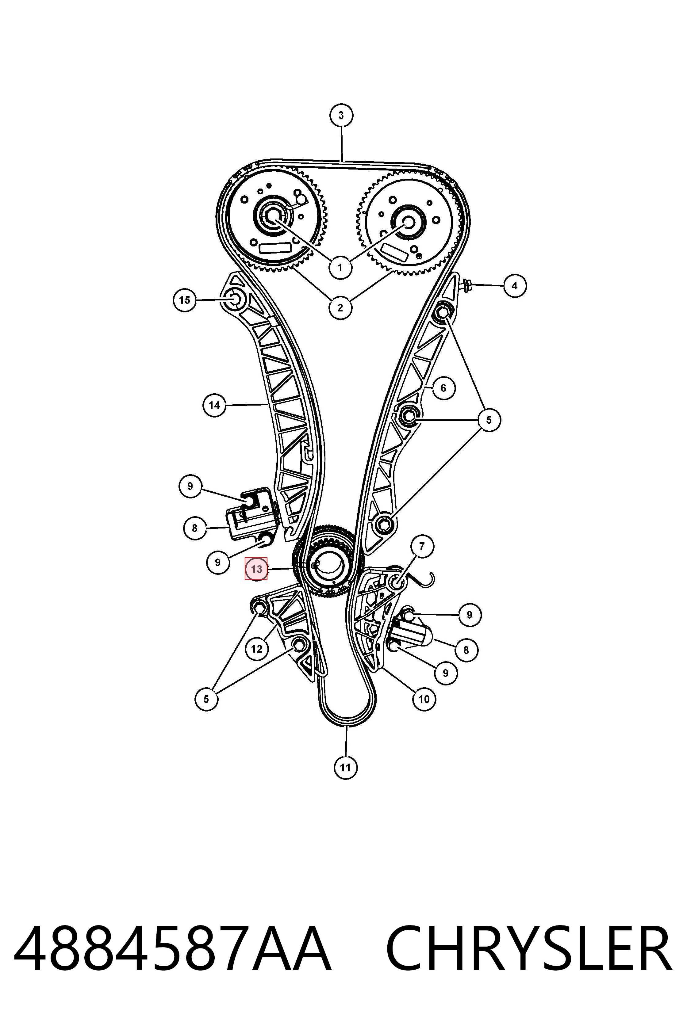 4884587AA Chrysler Napinacz łańcucha rozrządu