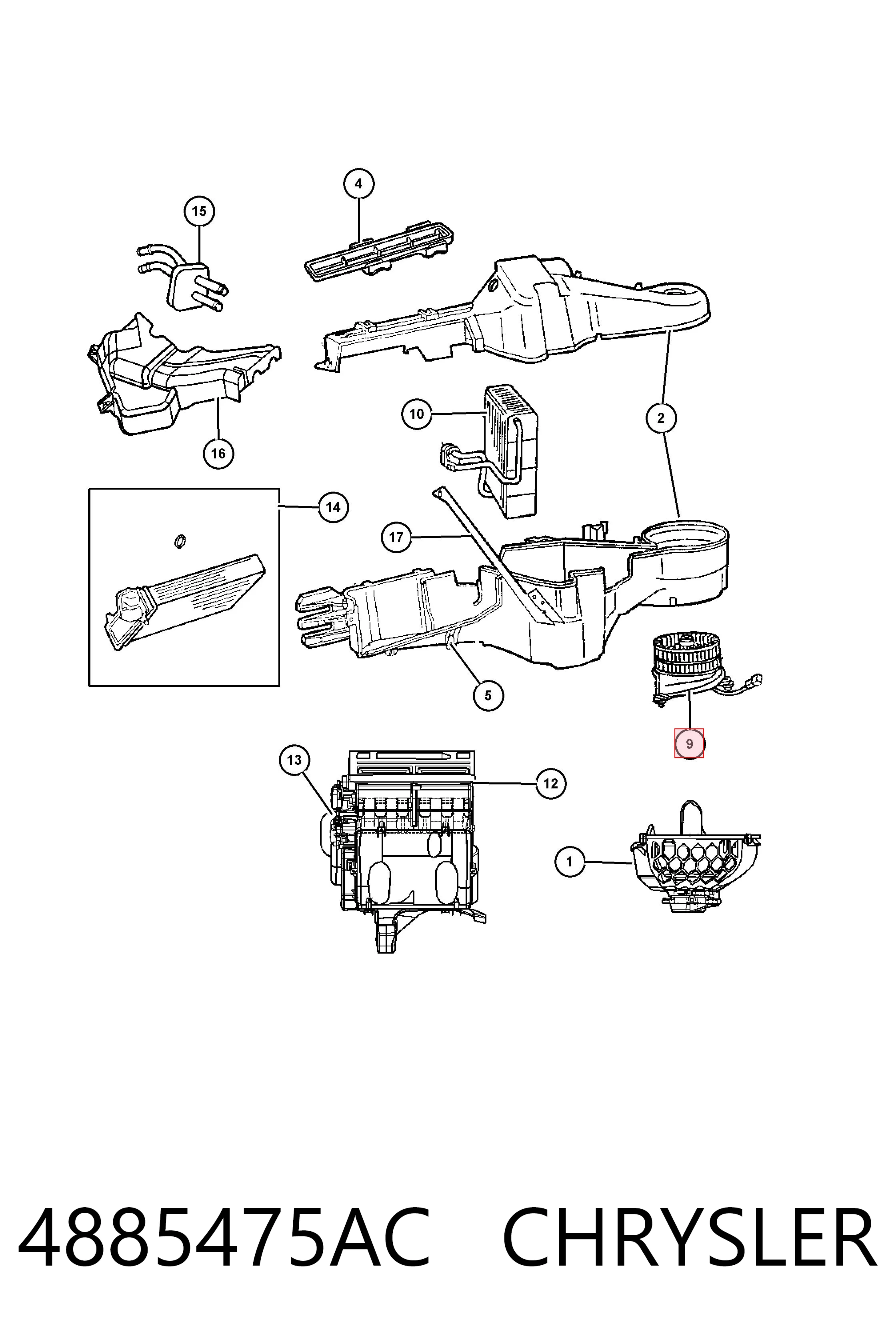4885475AC Chrysler Silniczek wentylatora nagrzewnicy (ogrzewacza wnętrza)