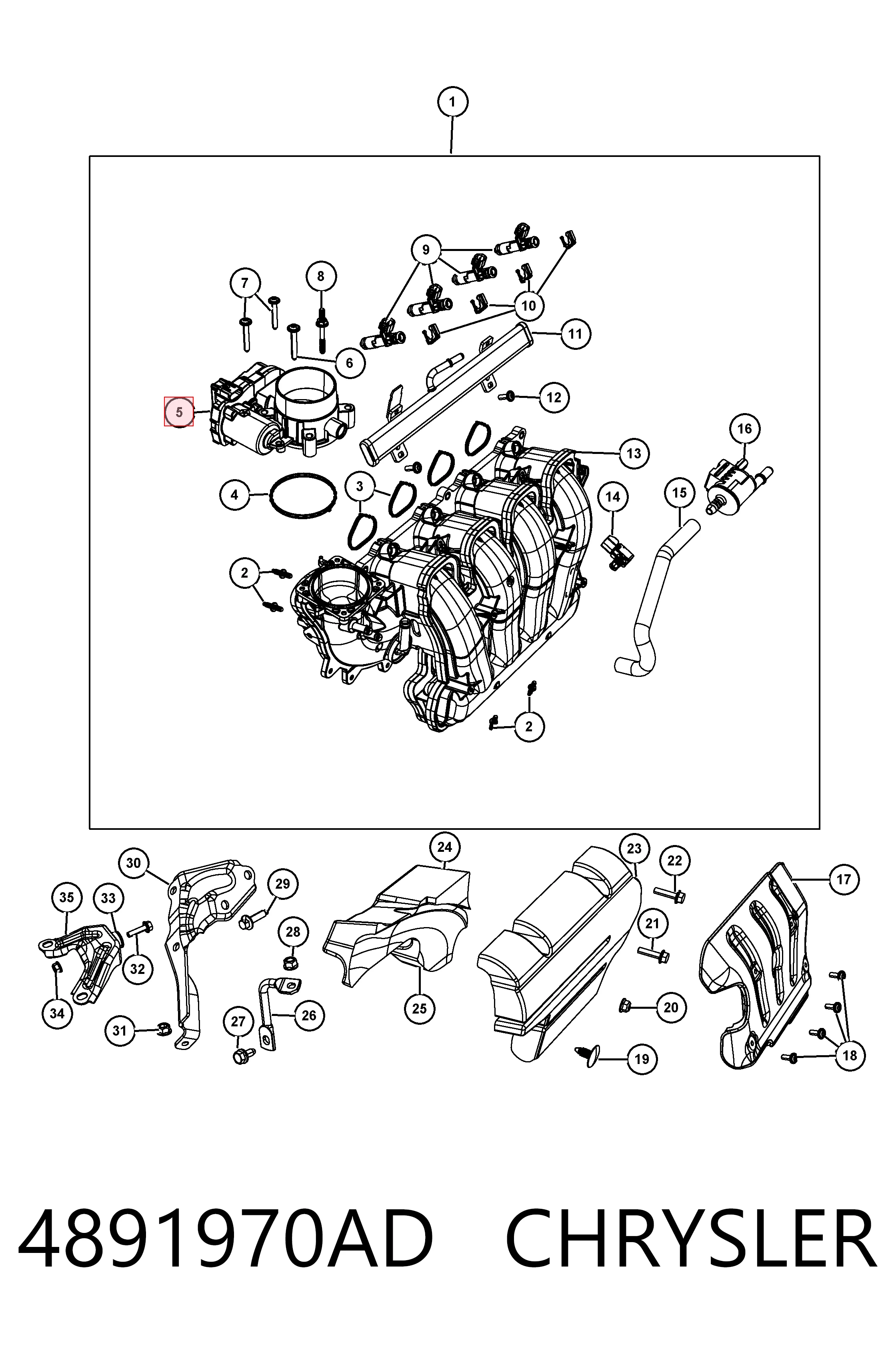 4891970AD Chrysler Przepustnica, komplet