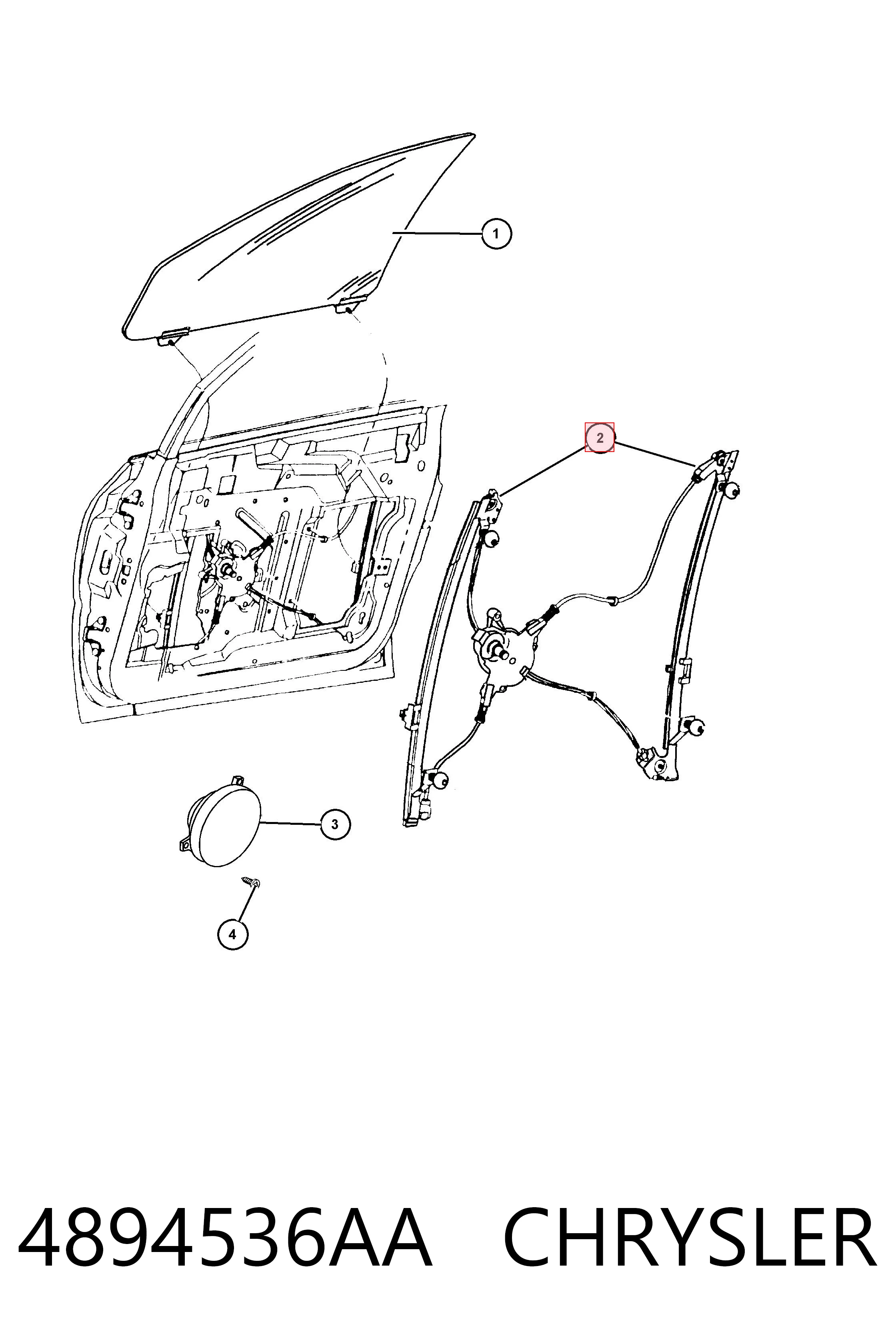 4894536AA Chrysler Mechanizm podnoszenia szyby drzwi przednich prawych