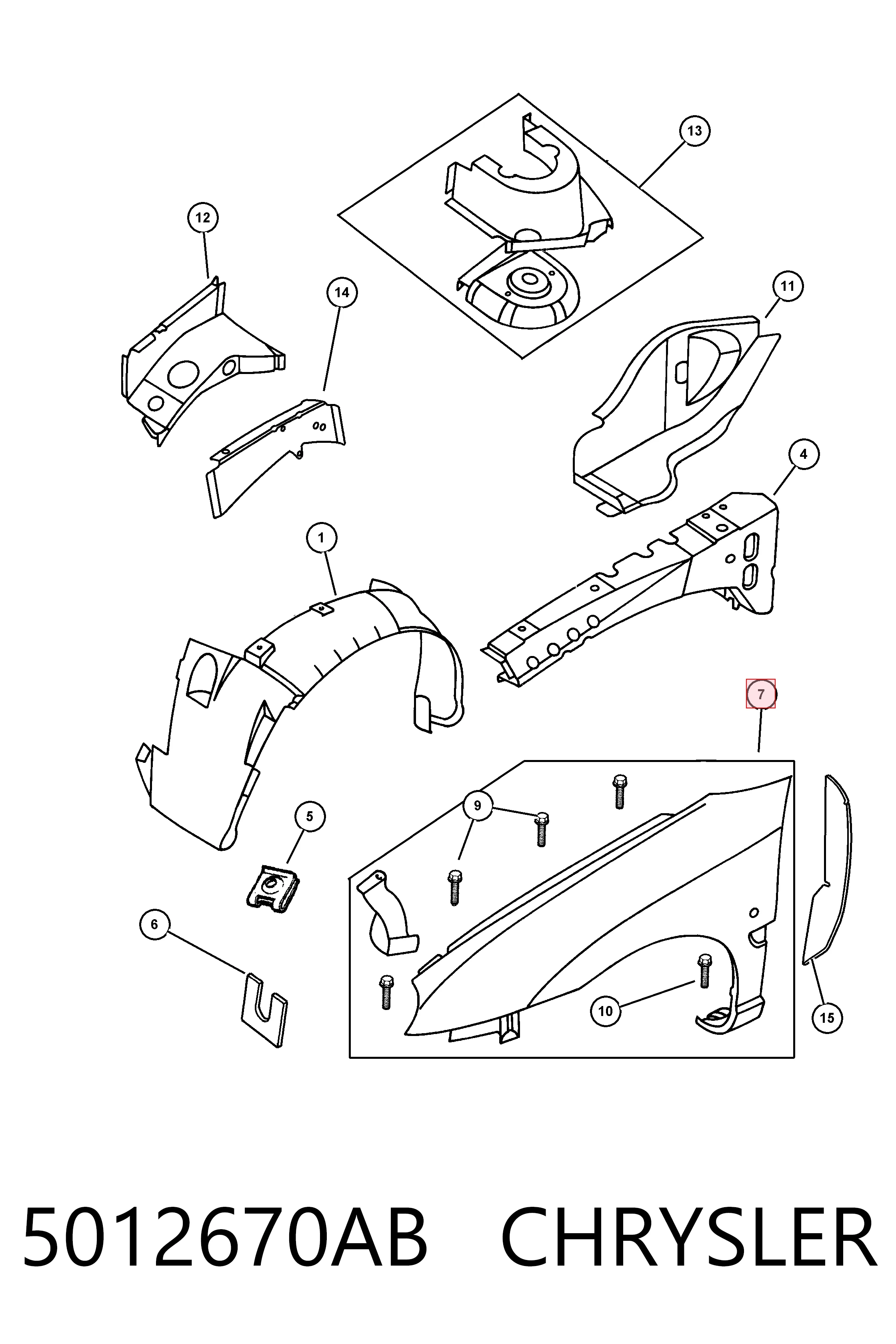 Błotnik przedni prawy do Dodge Neon  