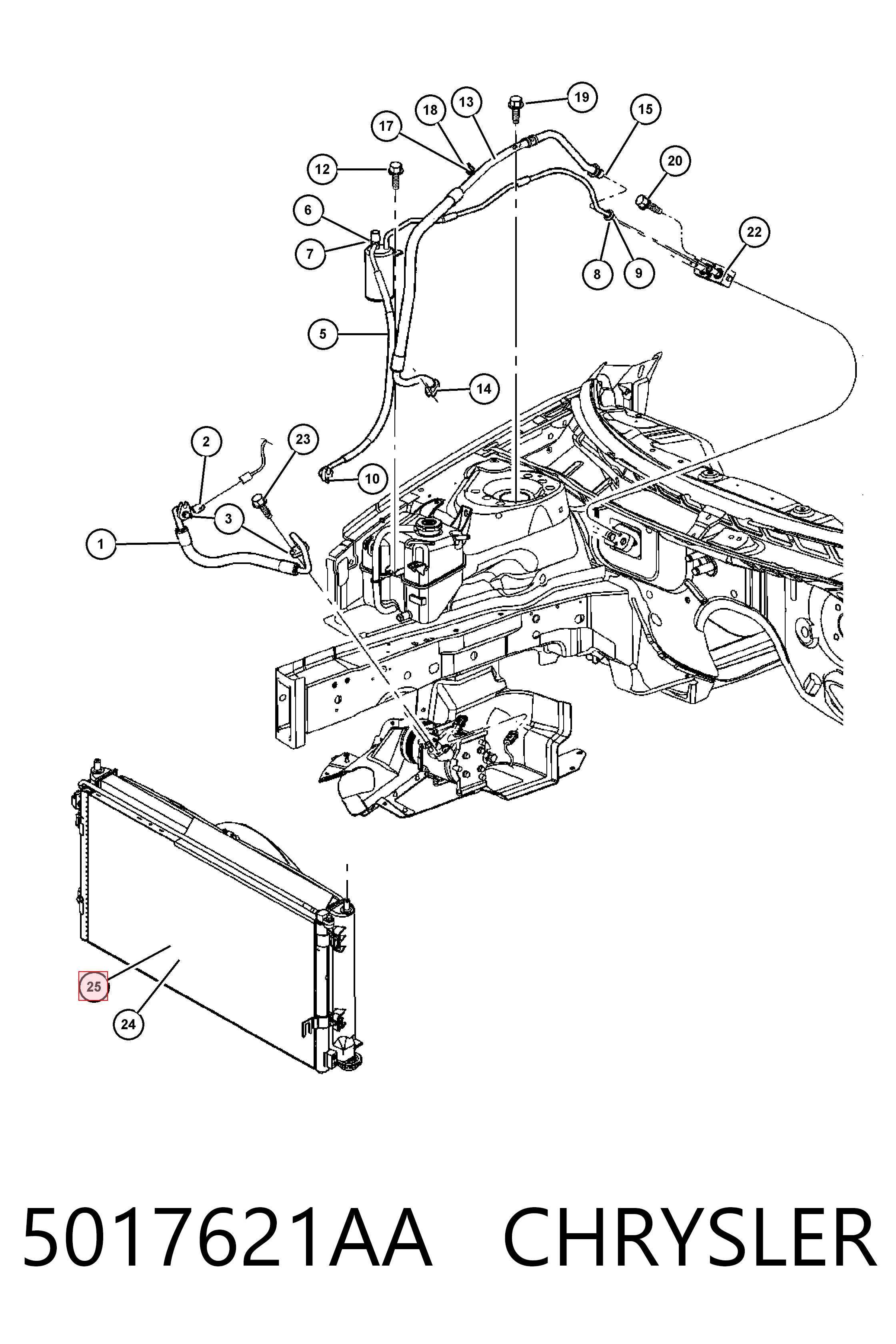 Chłodnica klimatyzacji K05017621AA Fiat/Alfa/Lancia