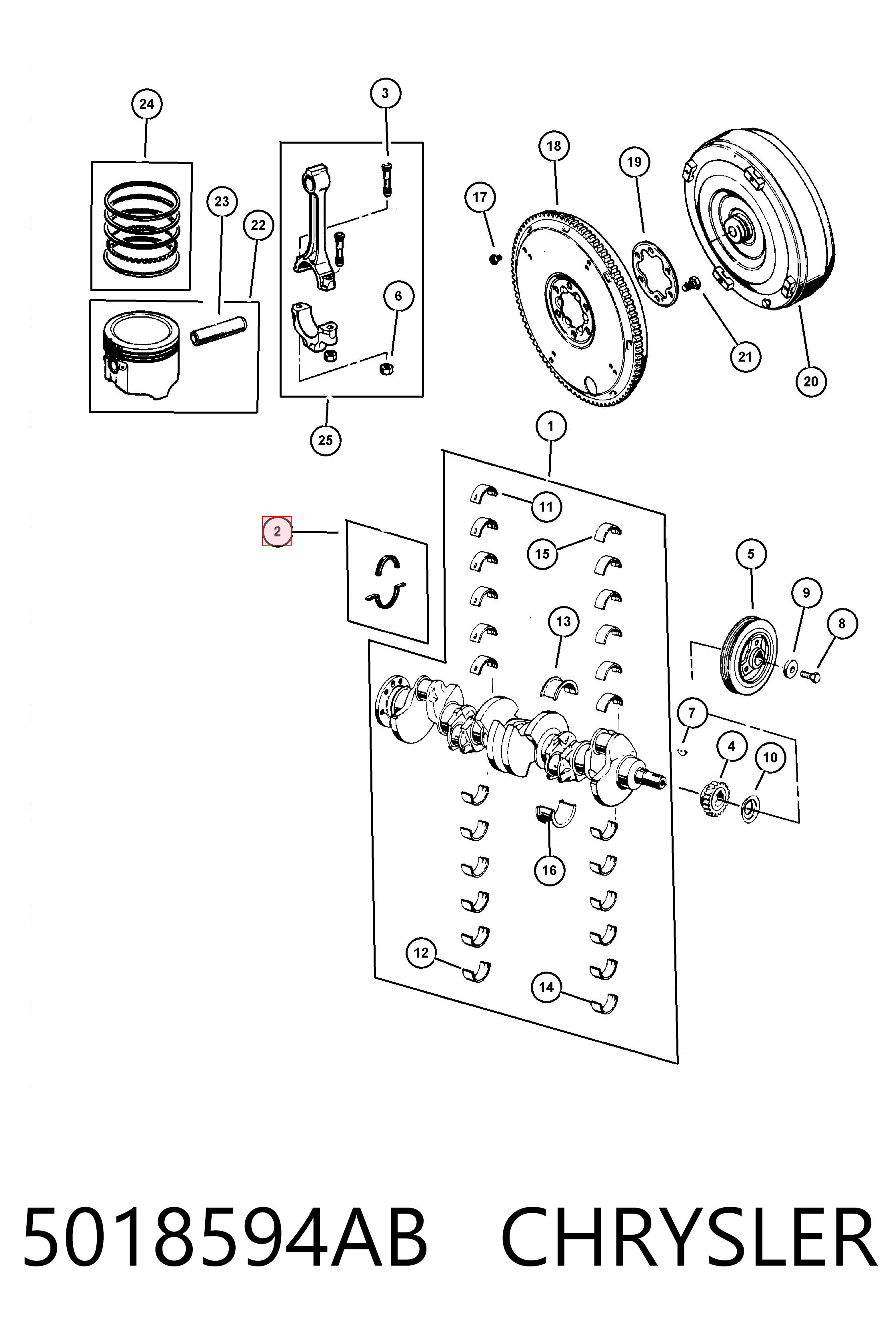 5018594AB Chrysler Uszczelniacz wału korbowego silnika tylny