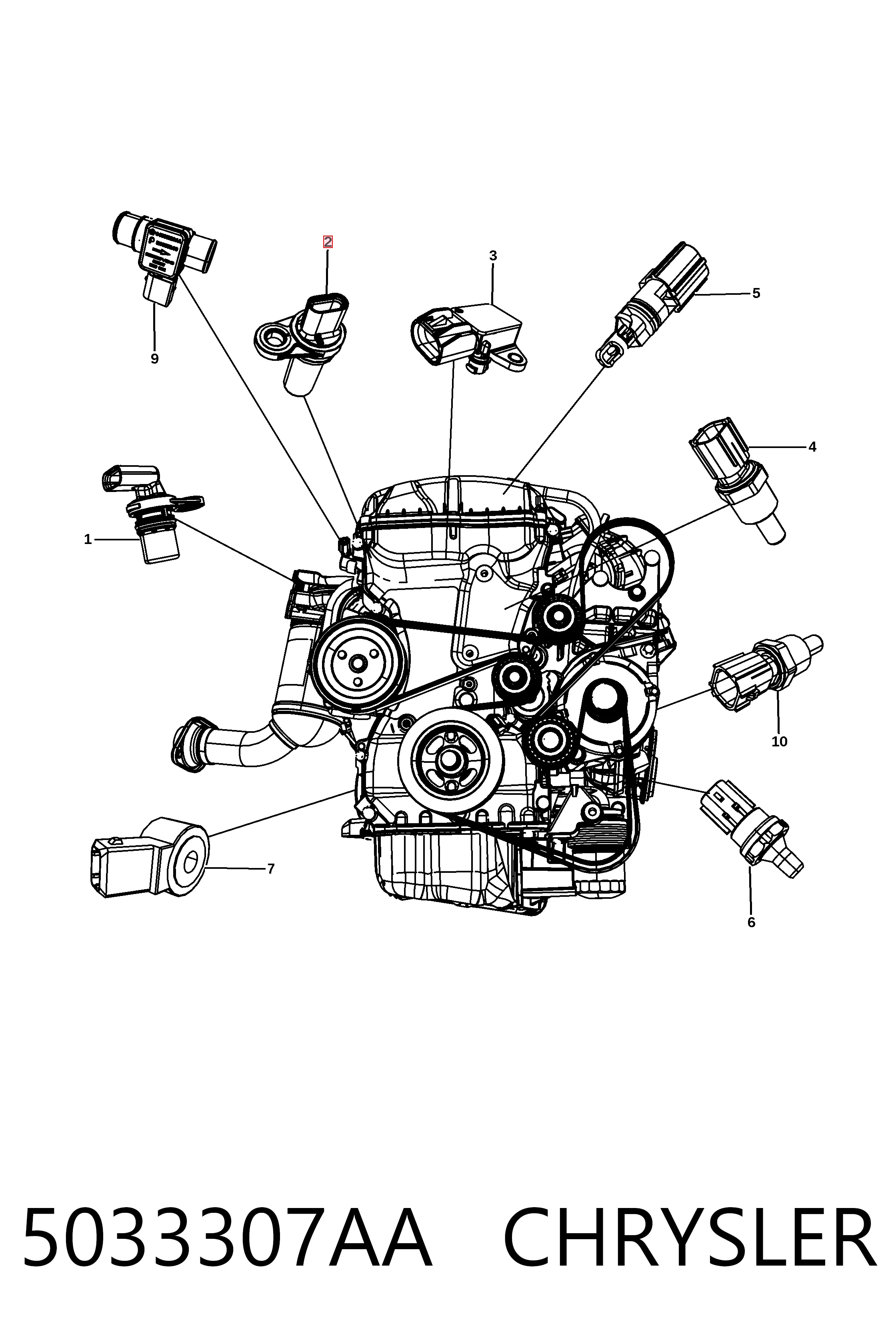 5033307AA Chrysler Czujnik położenia wału korbowego