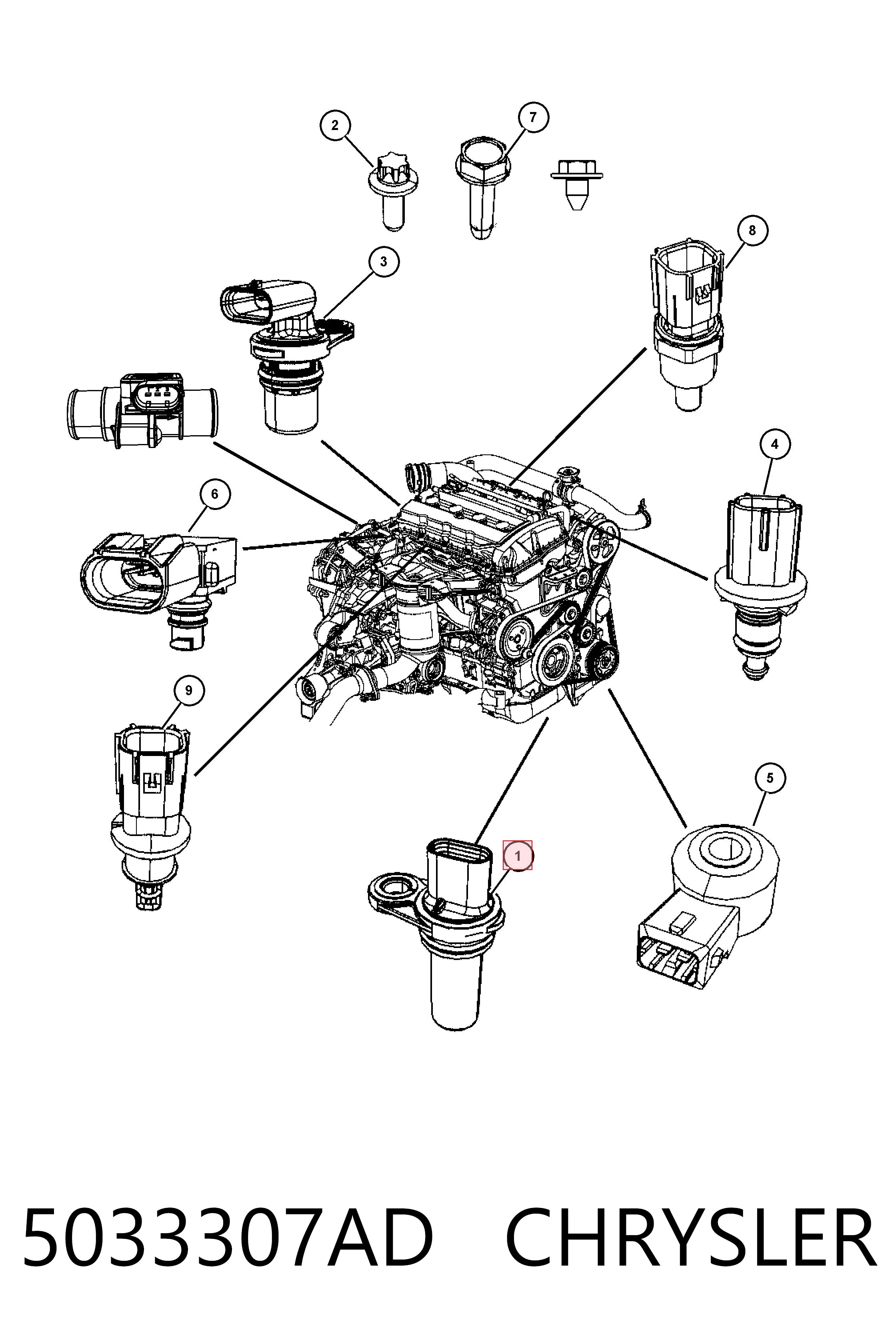 5033307AD Chrysler Czujnik położenia wału korbowego