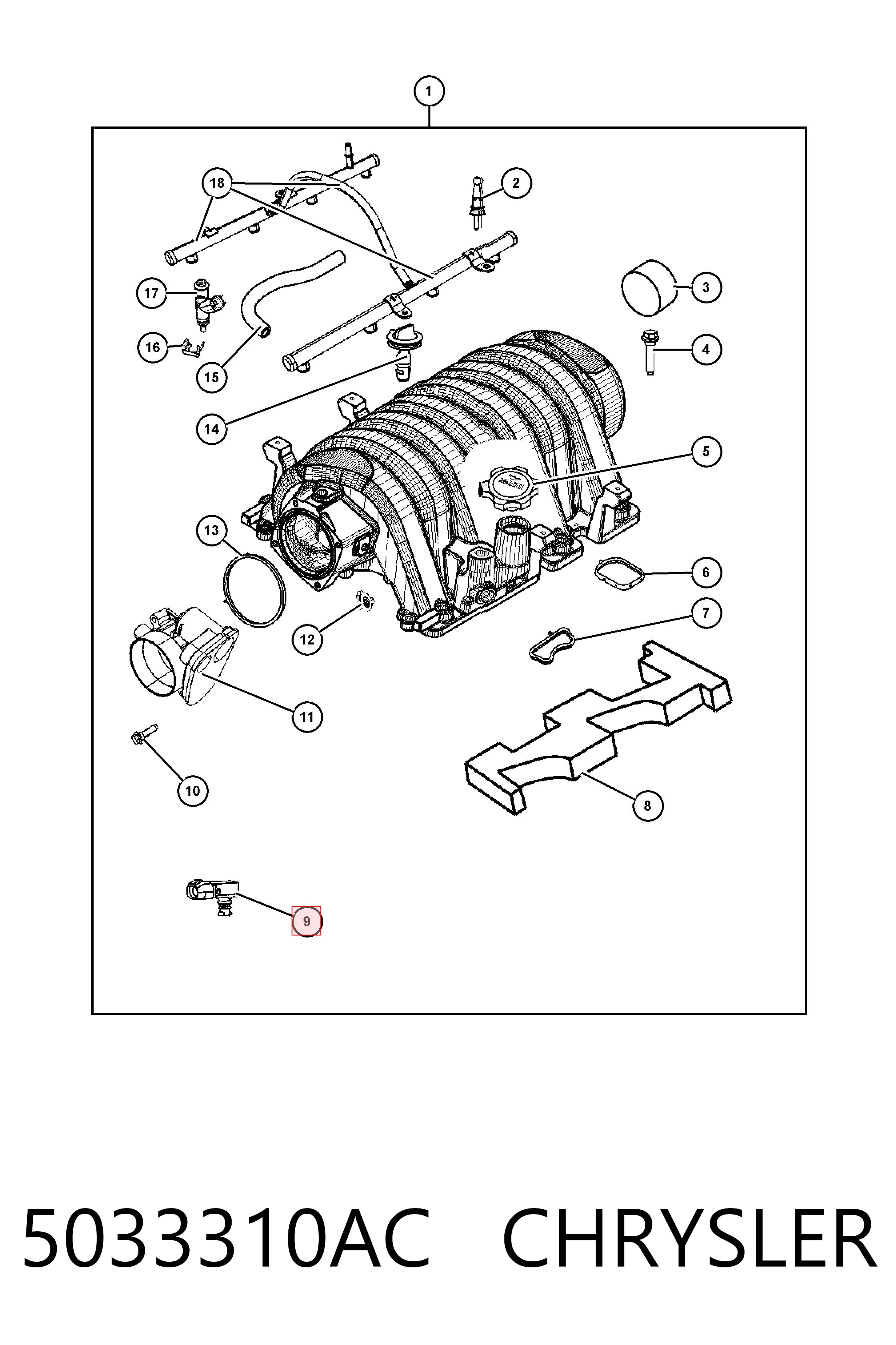 5033310AC Chrysler Czujnik ciśnienia w kolektorze ssącym, MAP