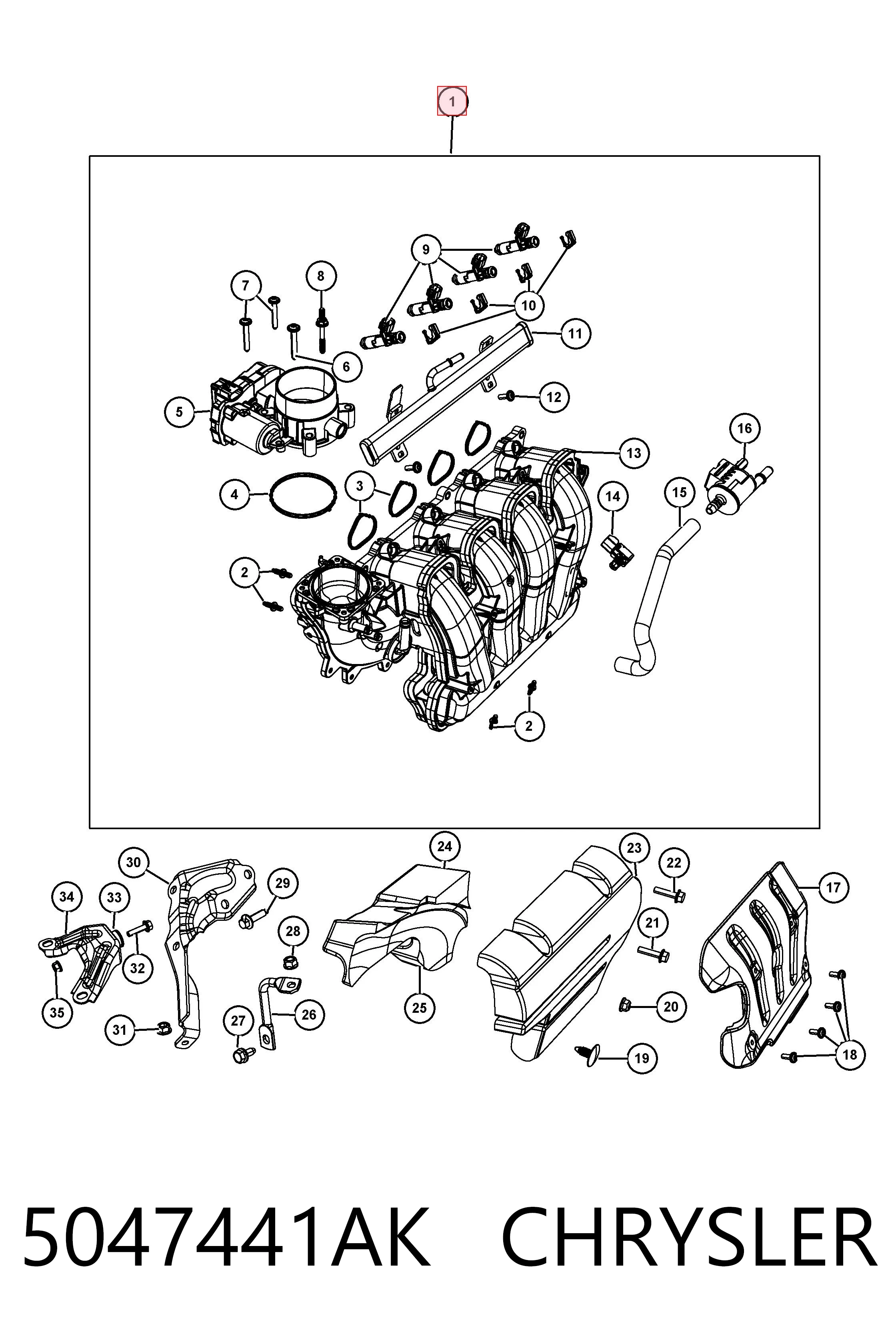 Do koszyka Kolektor ssący Jeep Cherokee  KL