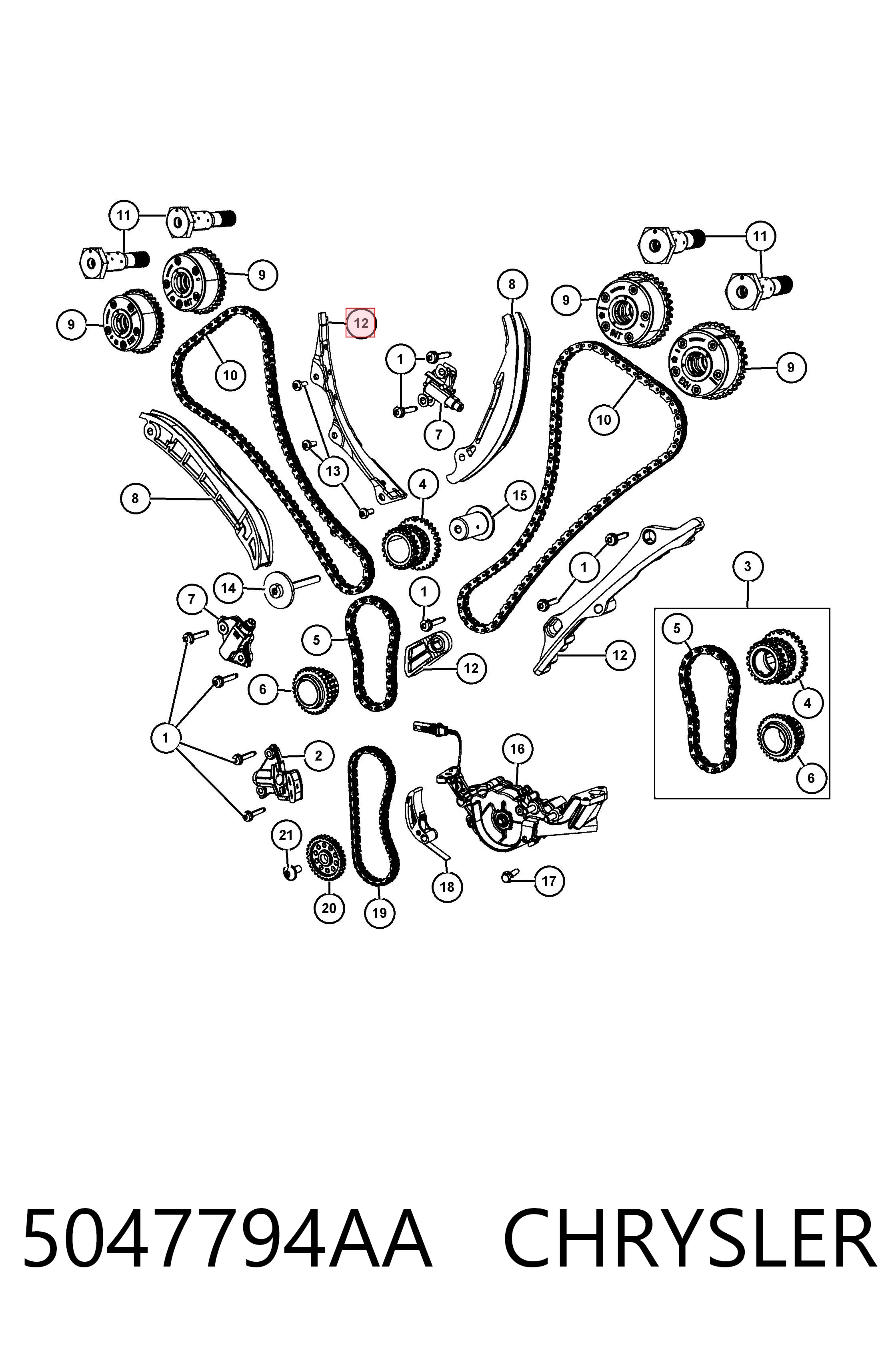 5047794AA Chrysler Tarcza hamulcowa tylna