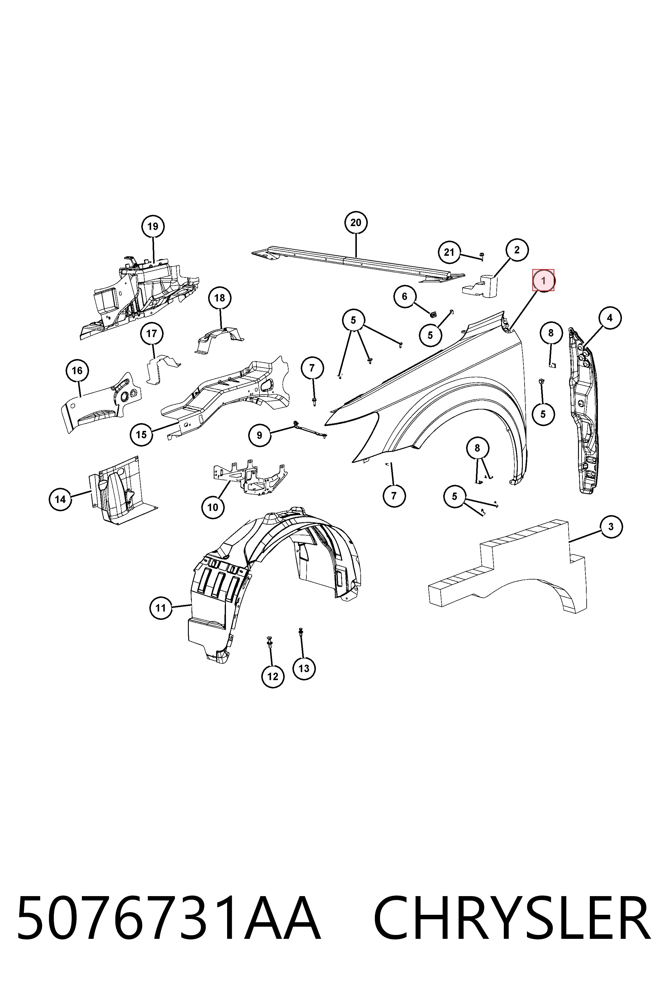 Błotnik przedni lewy Dodge Journey SUV (2008 - 2020) cena, od 42,72 USD