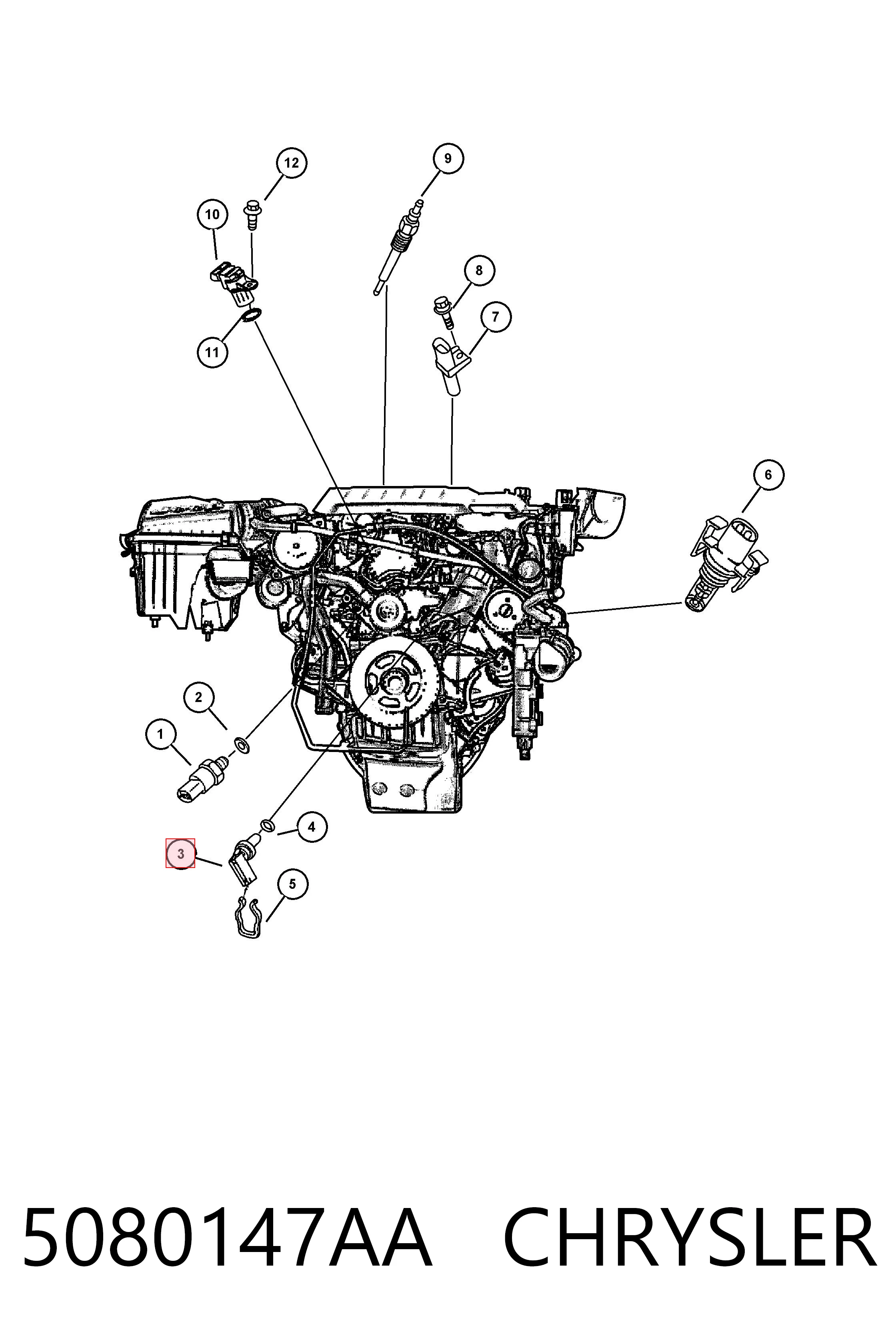 5080147AA Chrysler Czujnik temperatury płynu chłodzącego