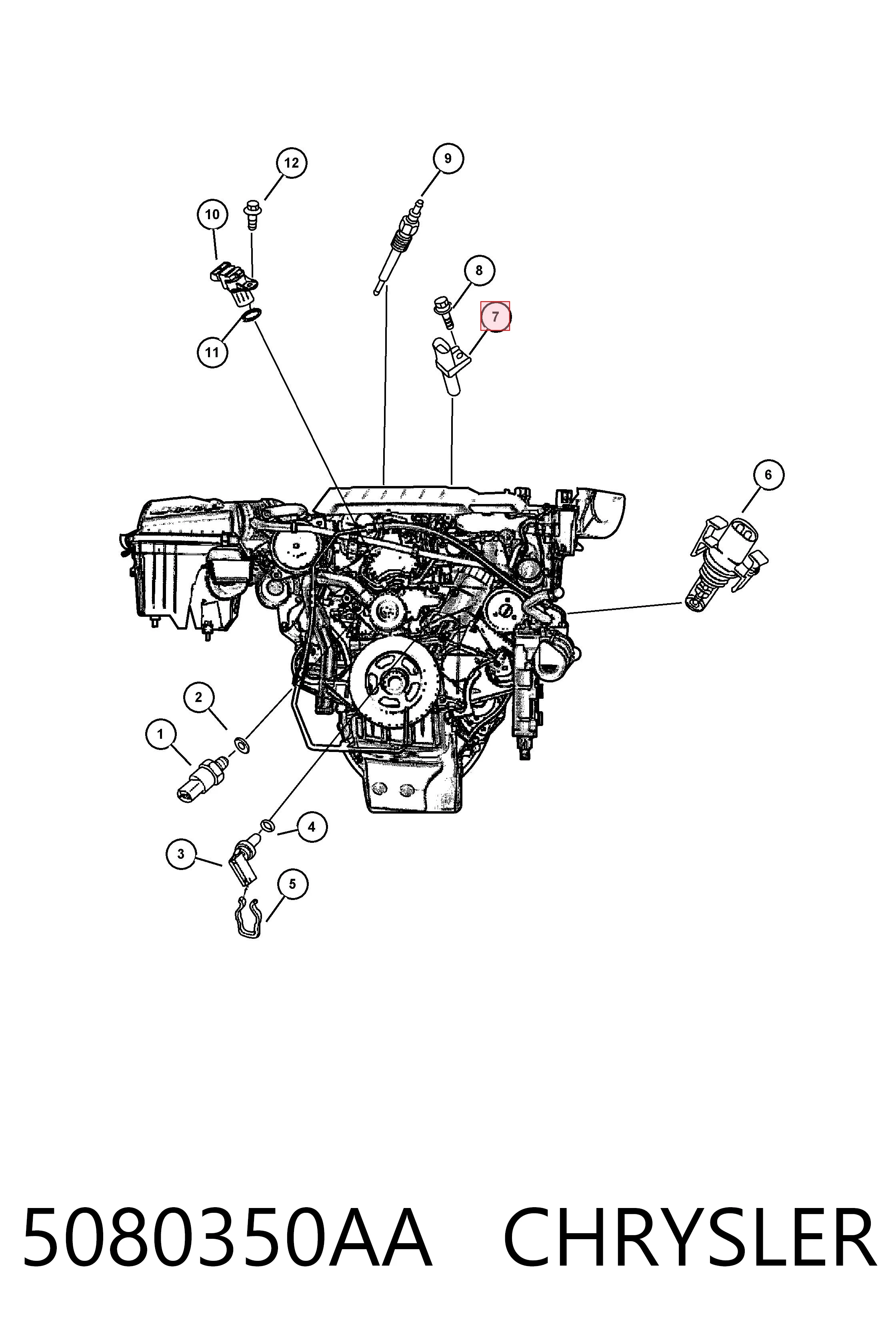 5080350AA Chrysler Czujnik położenia wału korbowego