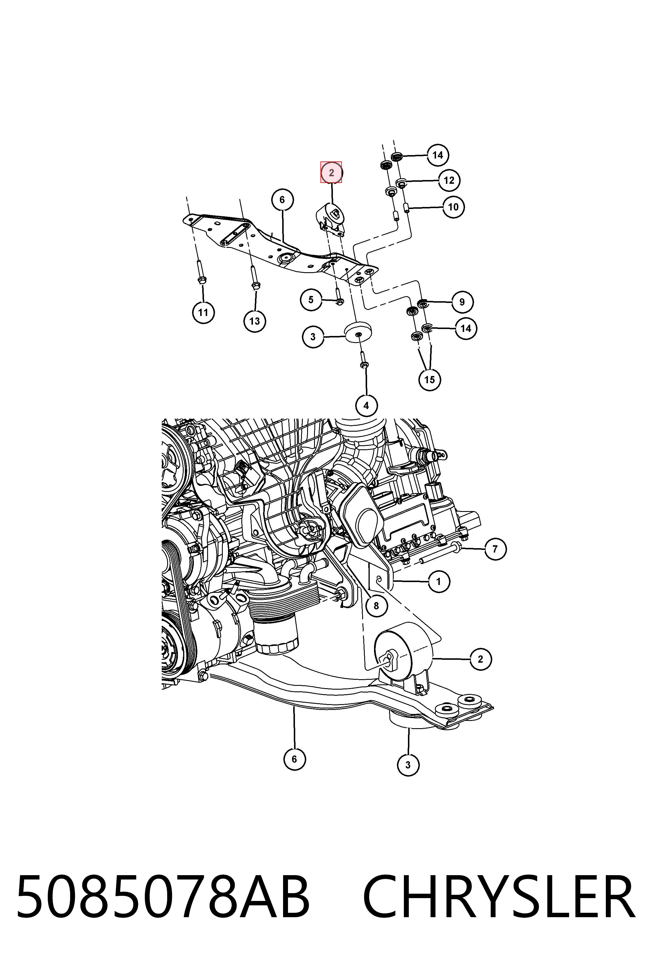 5085078AB Chrysler Poduszka (podpora skrzyni biegów)