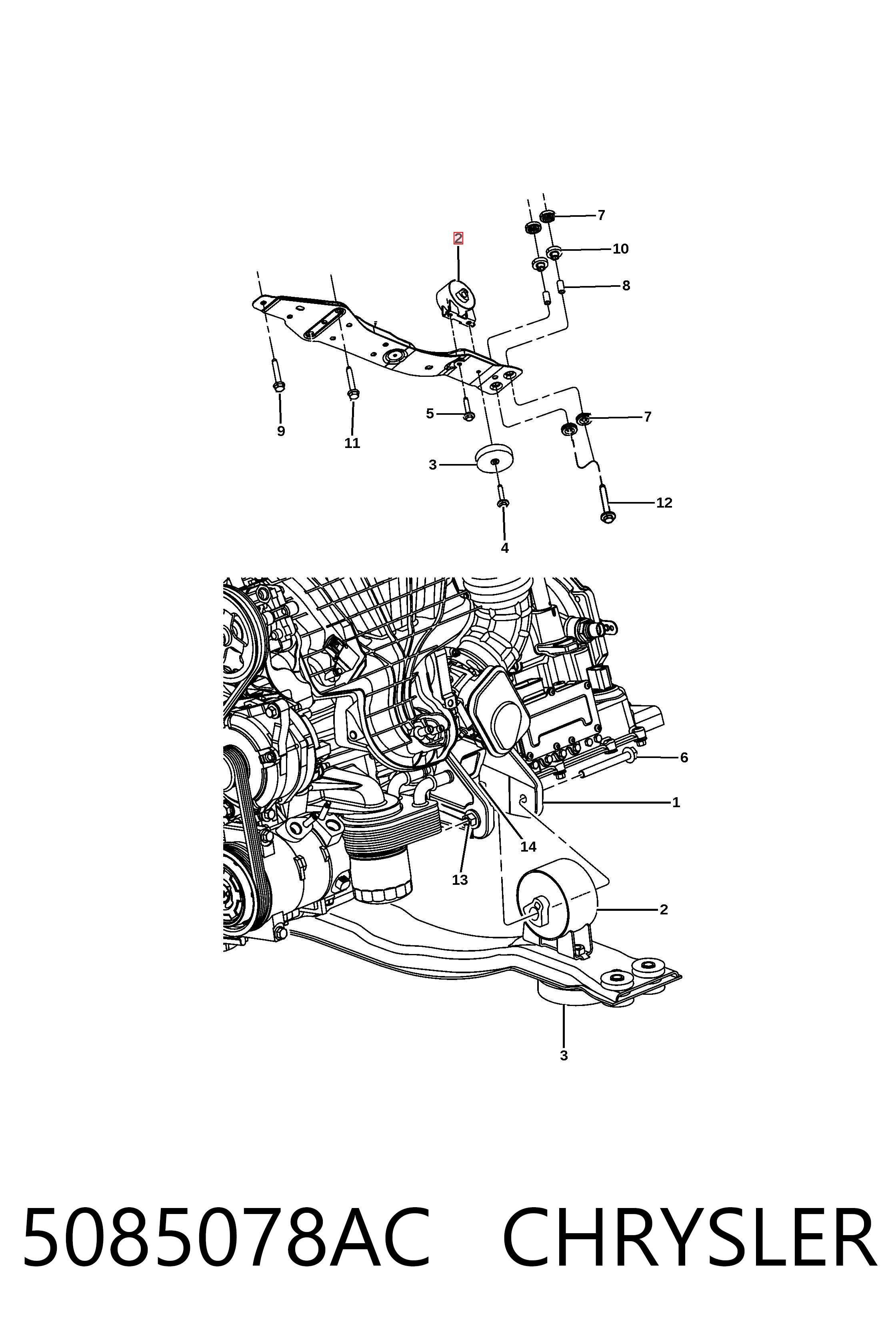 5085078AC Chrysler Poduszka (podpora skrzyni biegów)