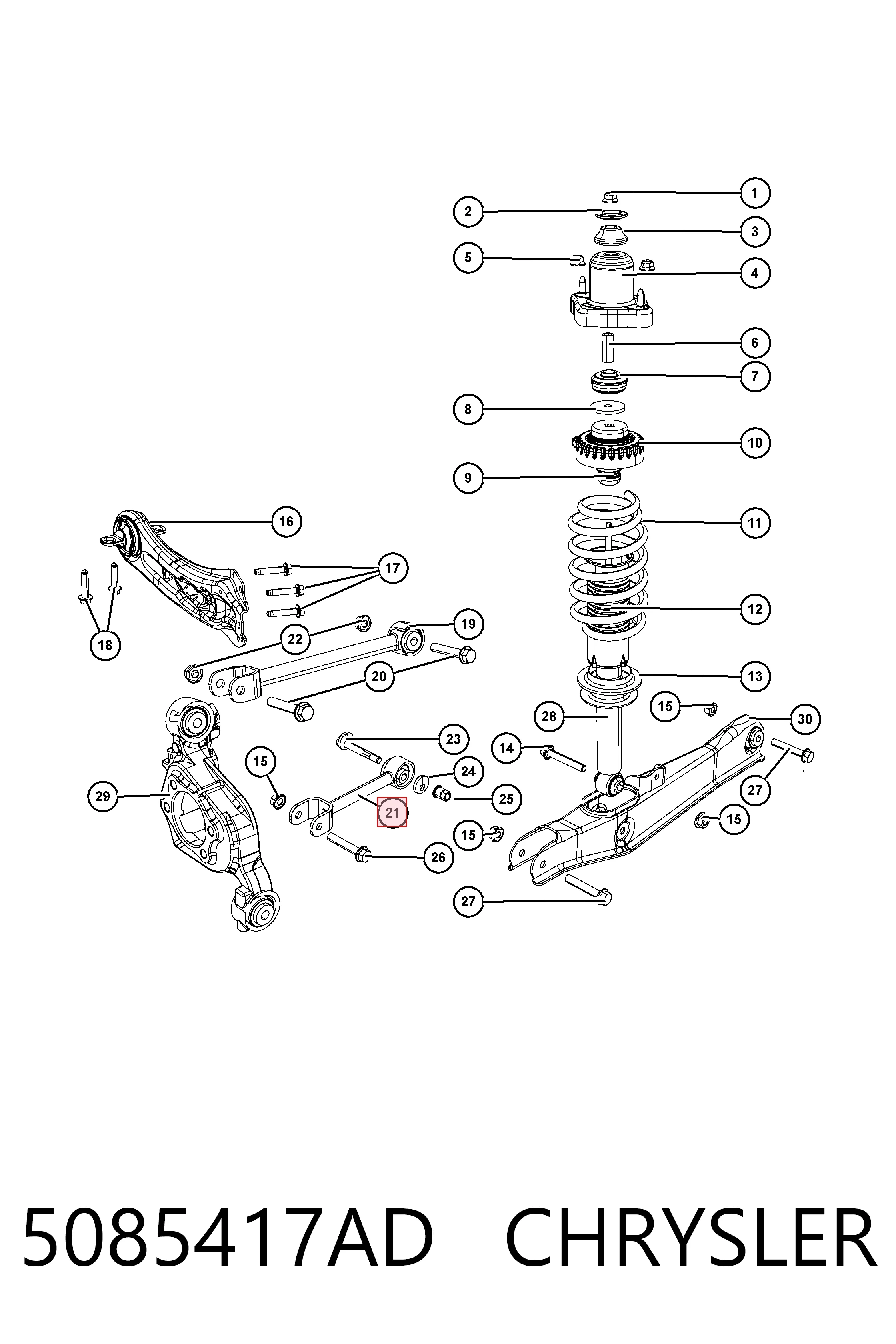Wahacz zawieszenia tylnego poprzeczny K05085417AC Fiat/Alfa/Lancia