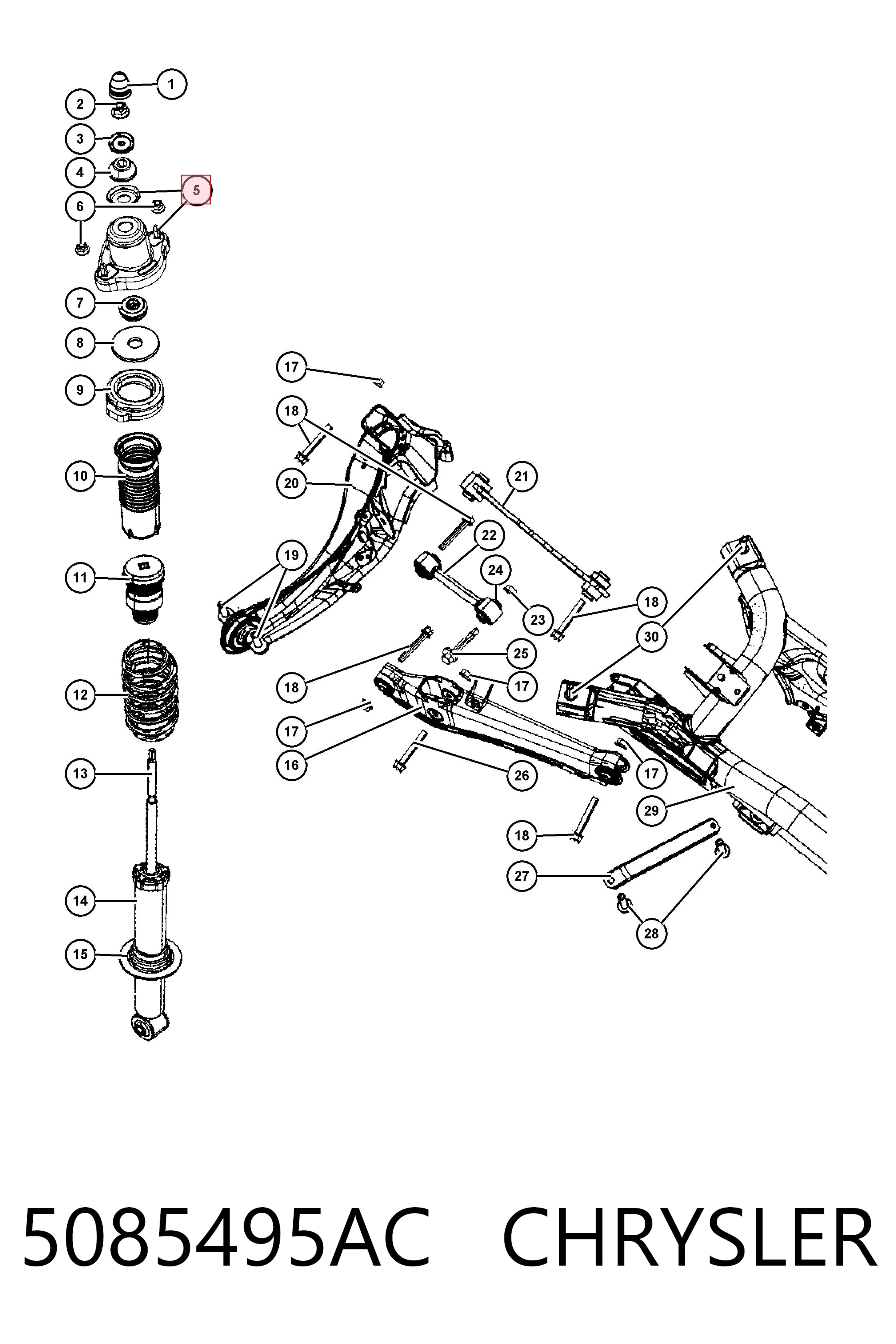 5085495AC Chrysler Poduszka amortyzatora tylnego