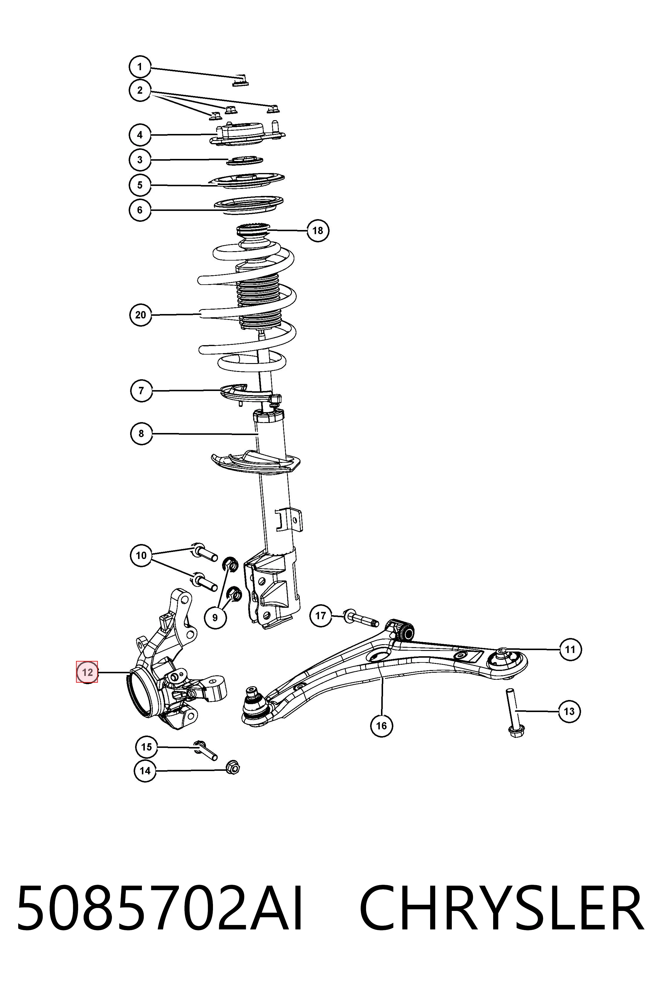 K05085702AI Fiat/Alfa/Lancia Czop (zwrotnica) przedni prawy