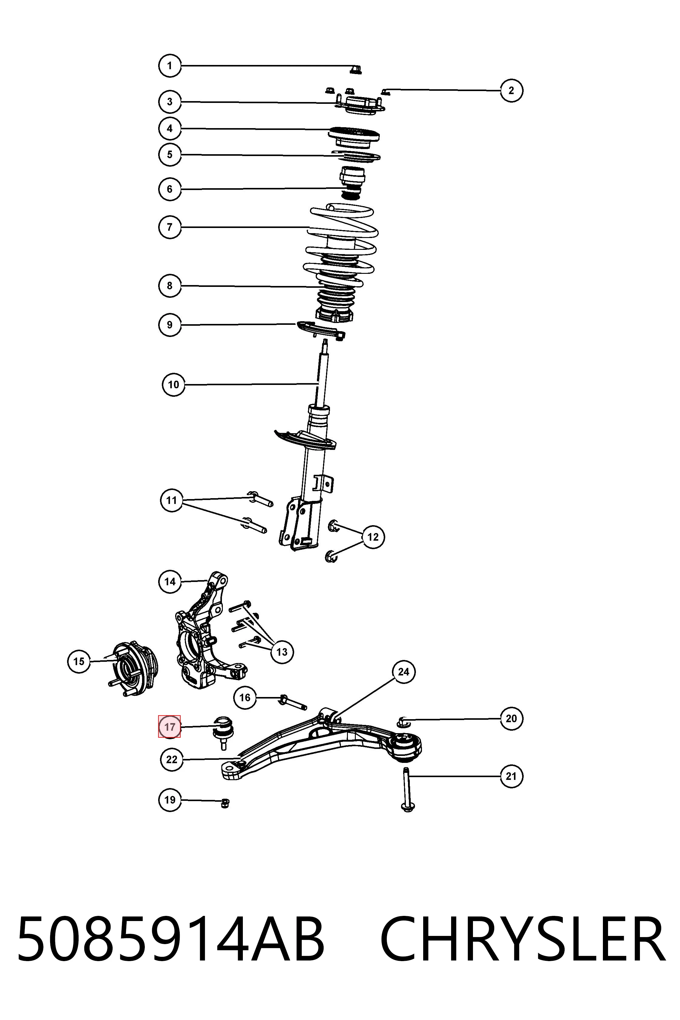 5085914AB Chrysler Sworzeń wahacza dolny