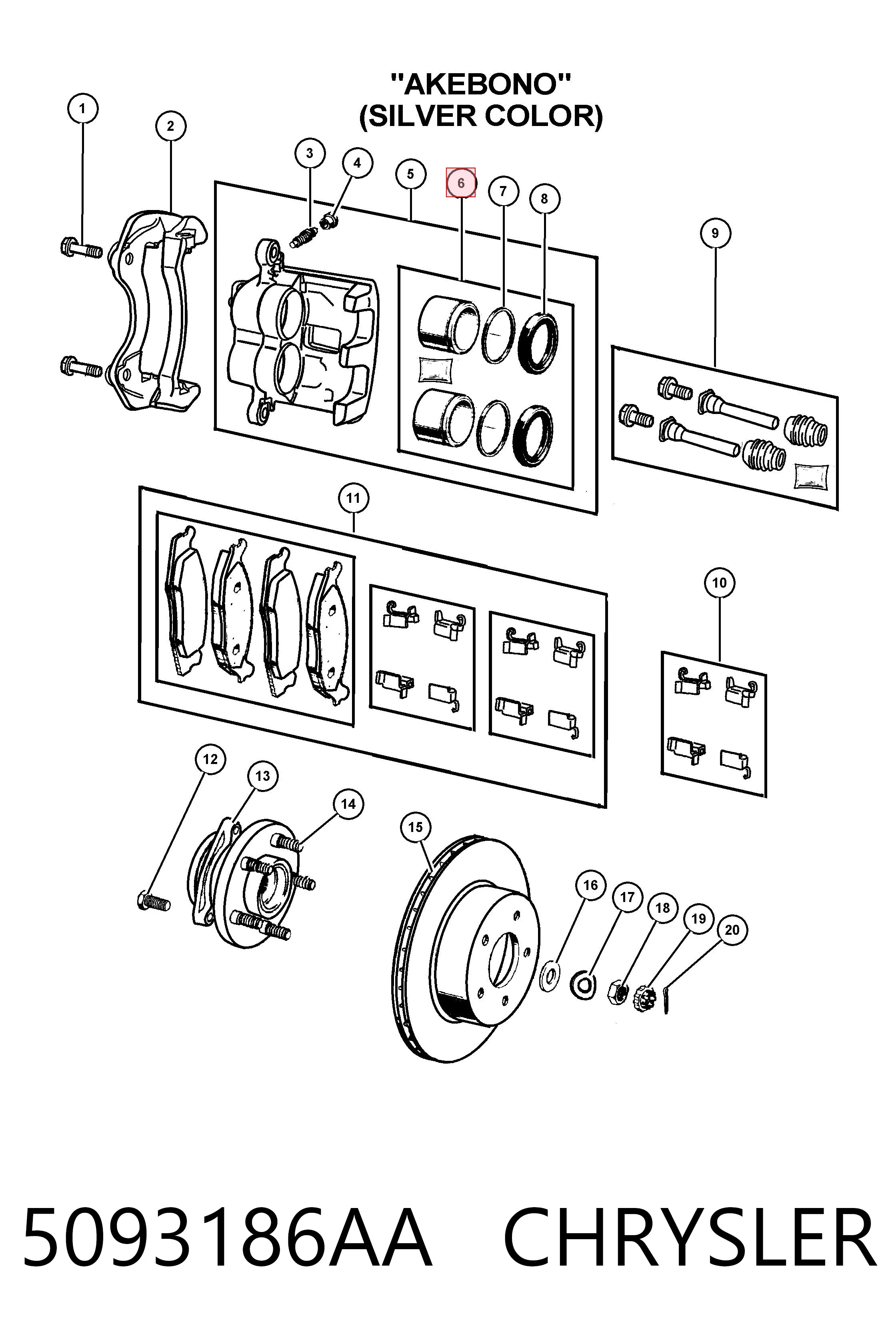 5093186AA Chrysler Tłoczek zacisku hamulcowego przedniego