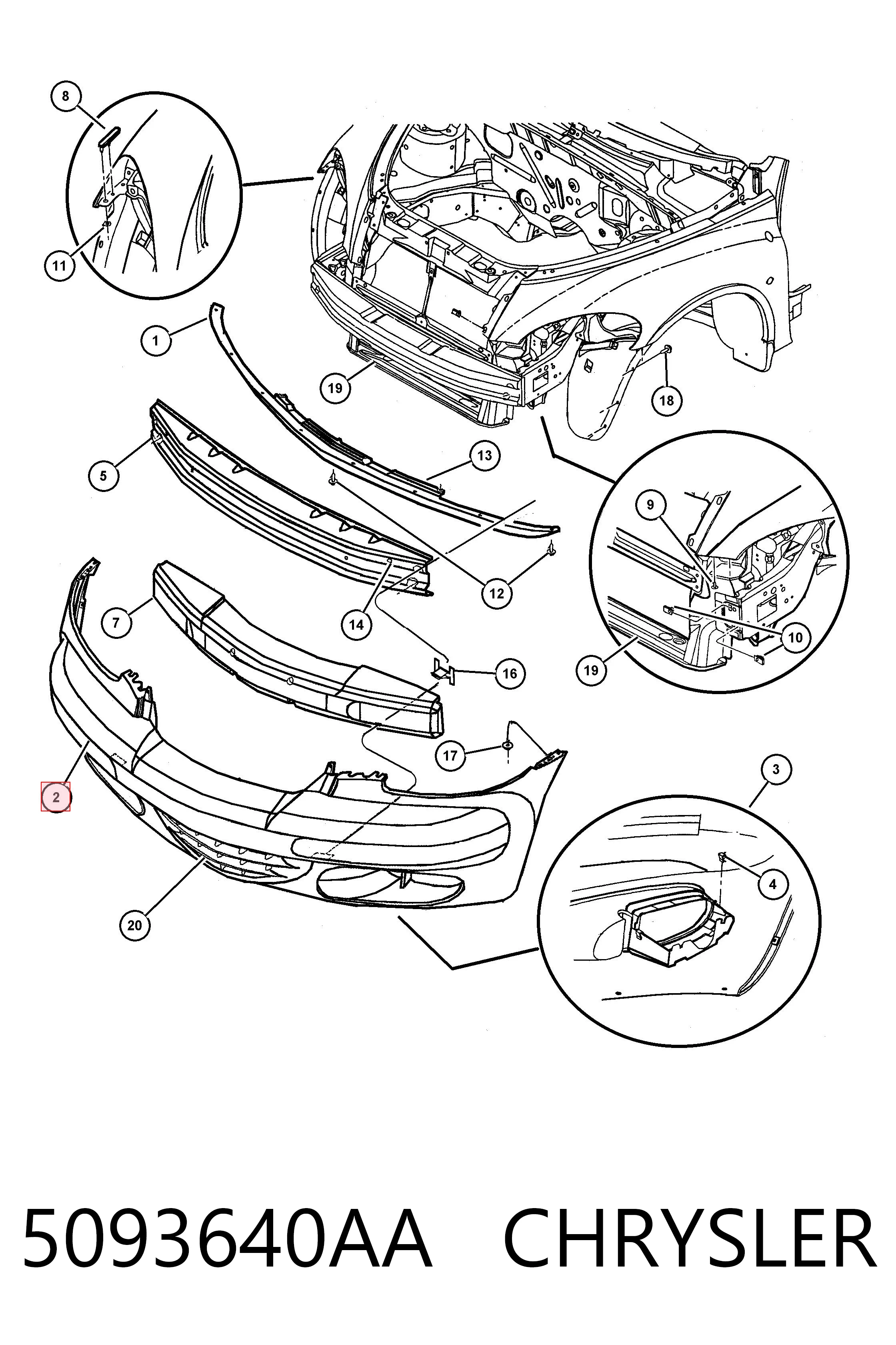 K05093640AA Fiat/Alfa/Lancia Zderzak przedni