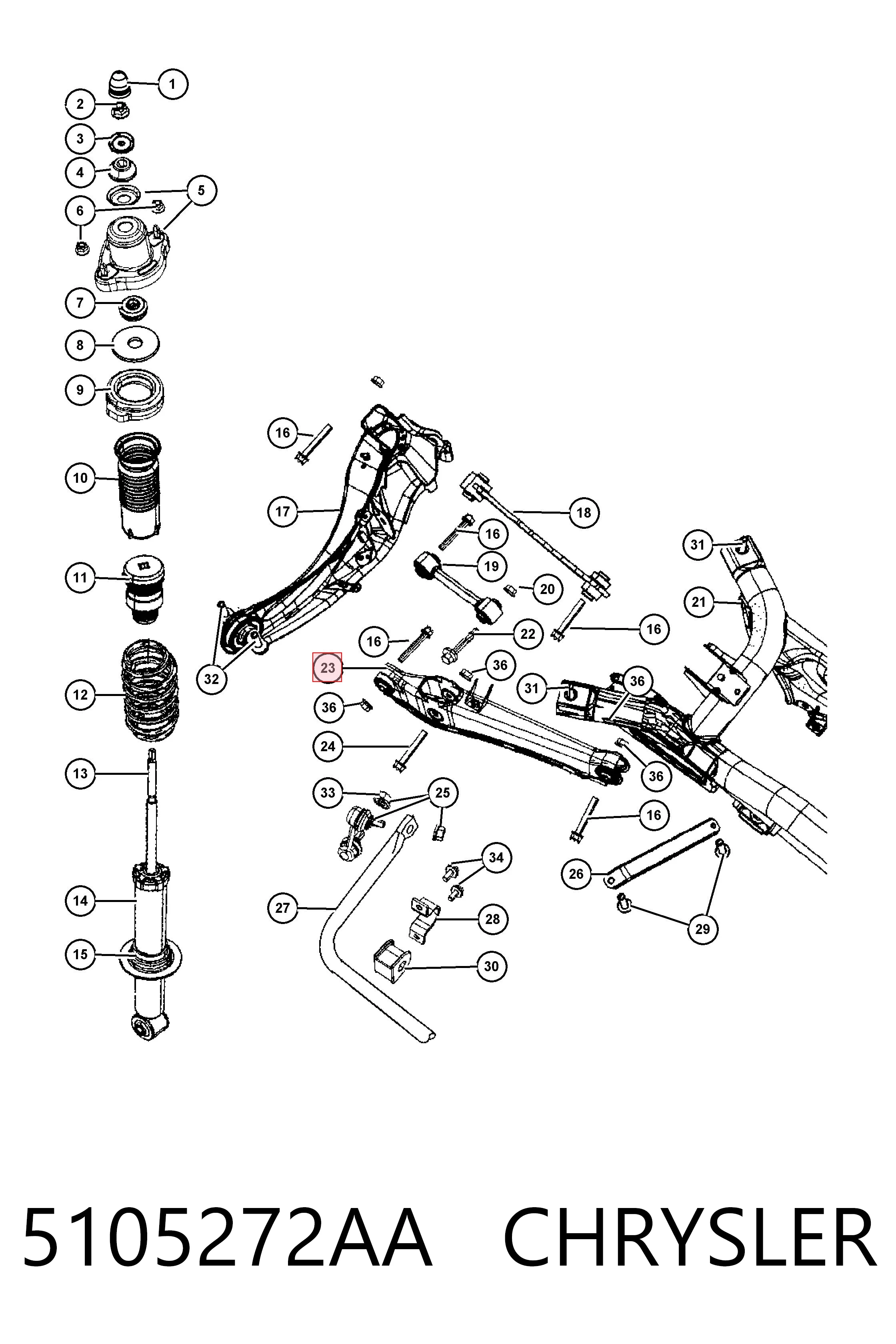 Wahacz zawieszenia tylnego dolny lewy/prawy Fiat/Alfa/Lancia K05105272AF cena, od 16,92 USD