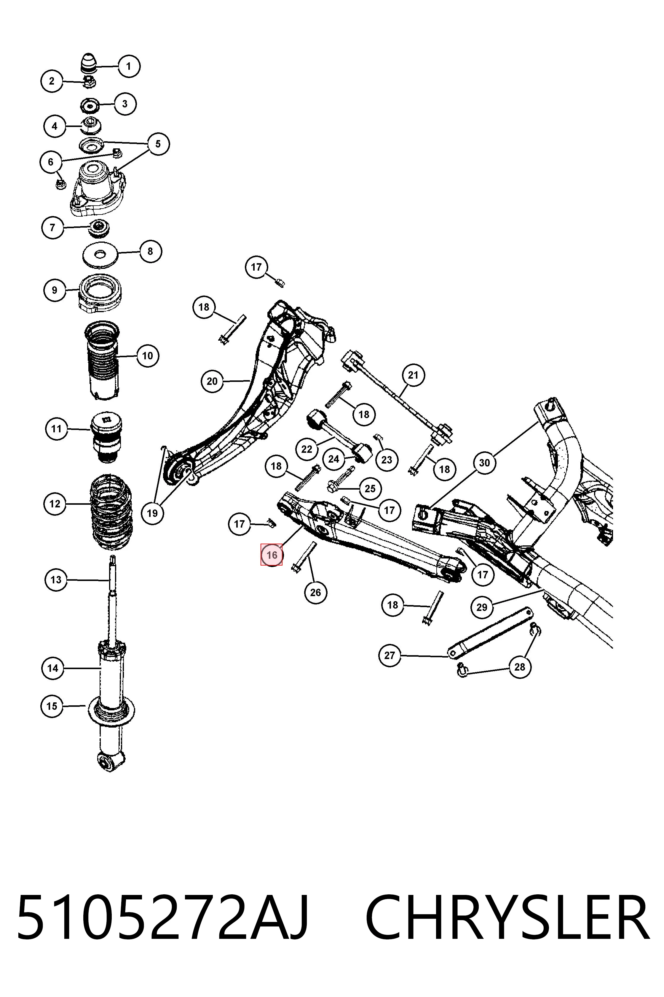 5105272AJ Chrysler Wahacz zawieszenia tylnego dolny lewy/prawy