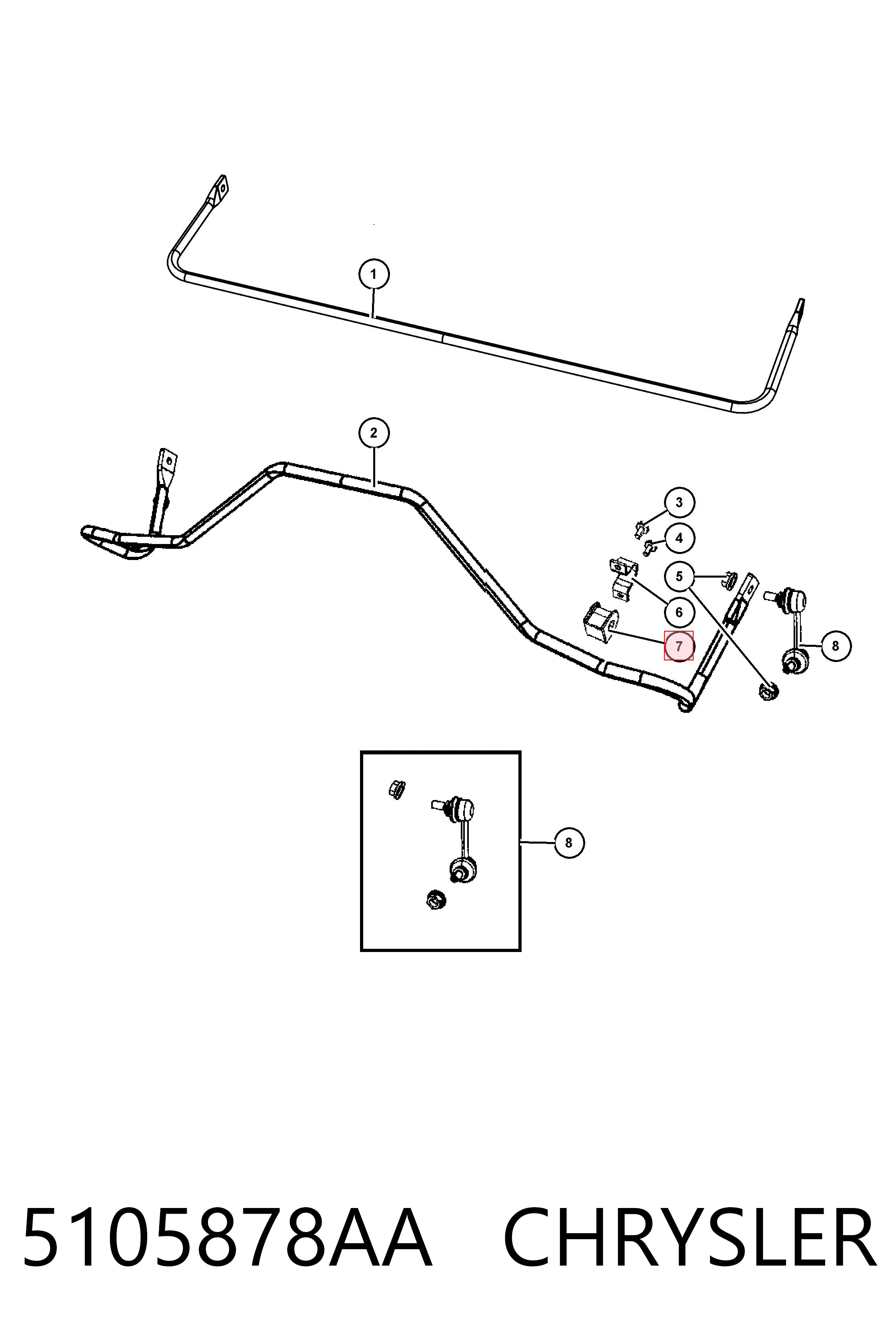 5105878AA Chrysler Tuleja stabilizatora tylnego