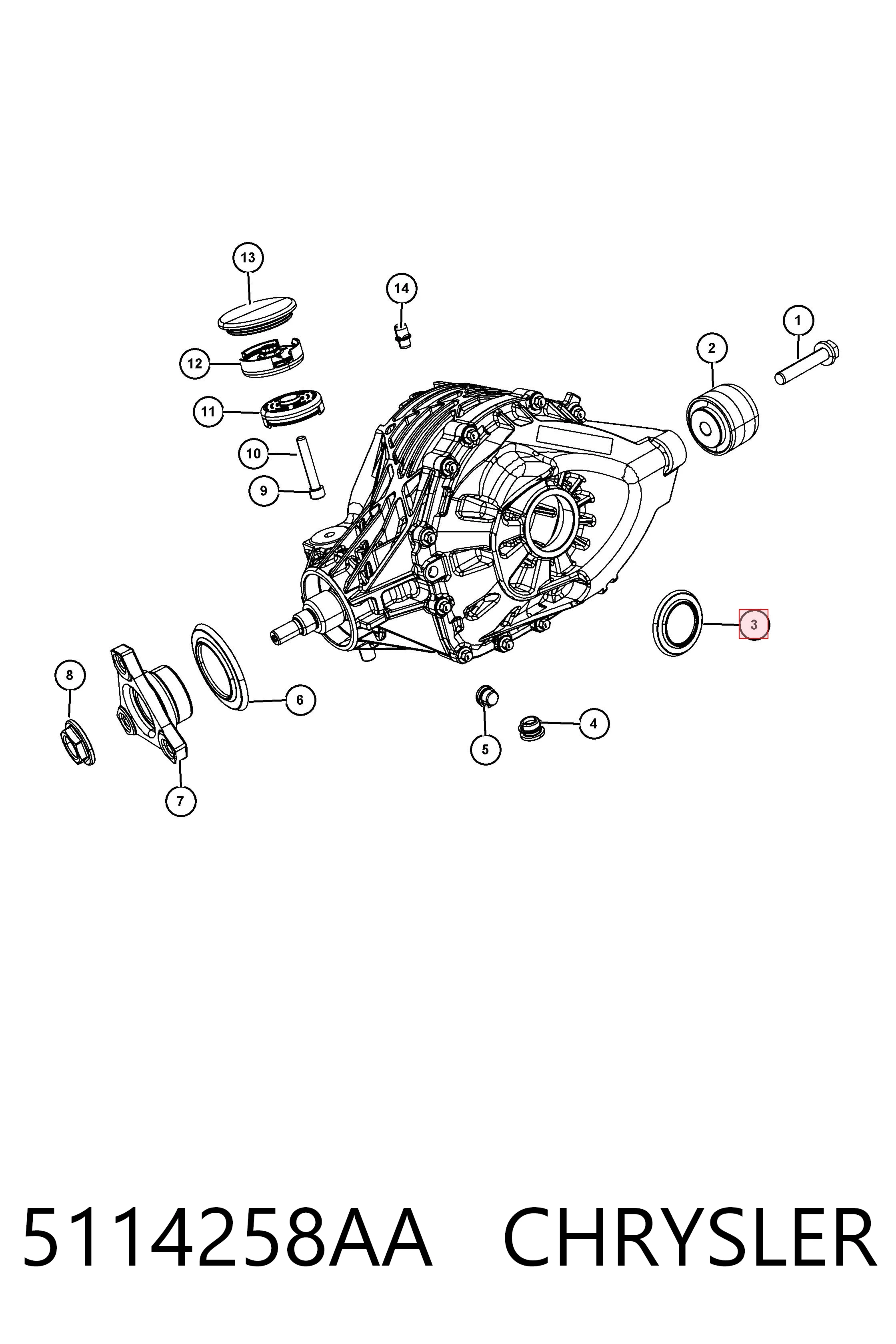 5114258AA Chrysler Uszczelniacz reduktora mostu tylnego