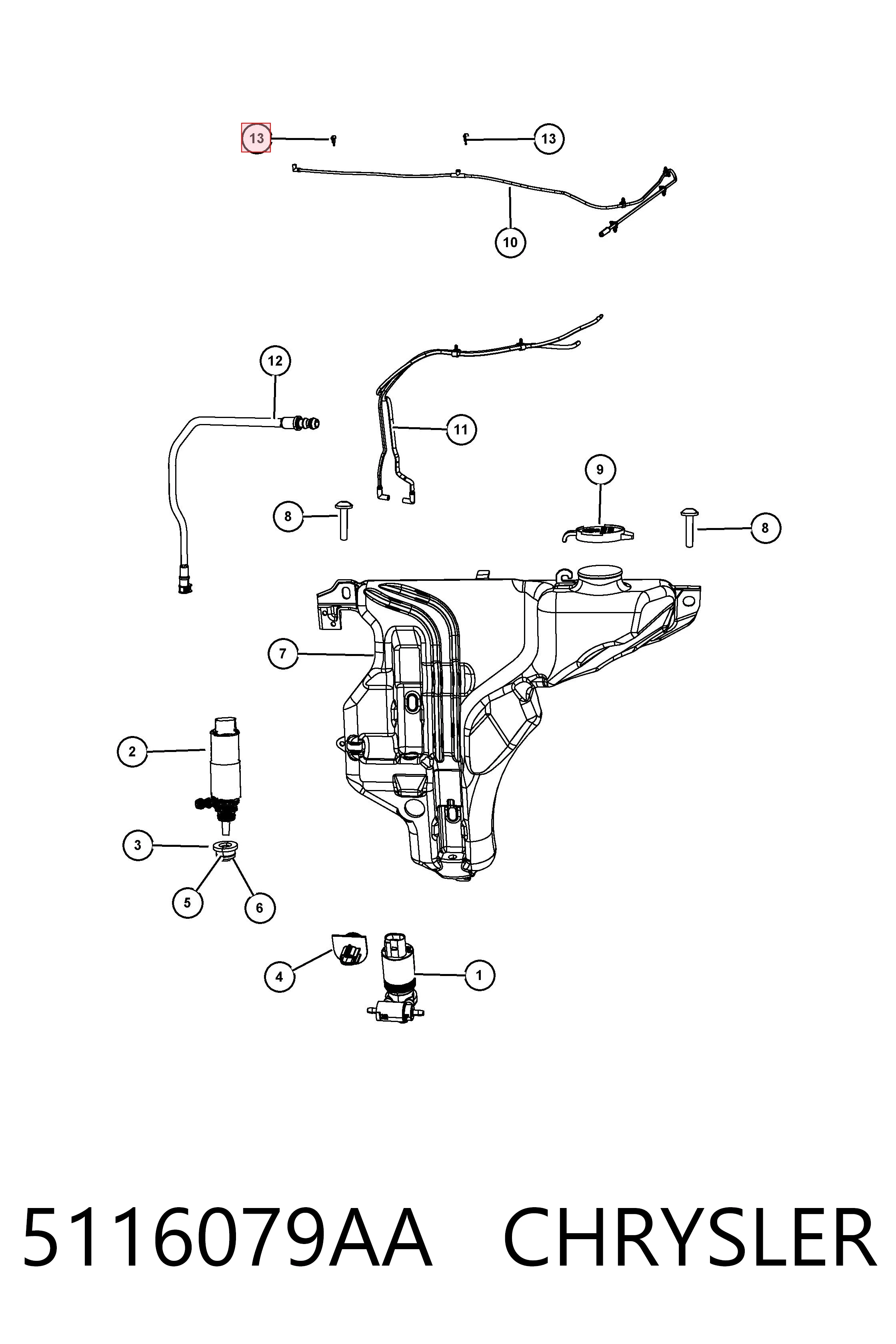 5116079AA Chrysler Dysza spryskiwacza szyby przedniej