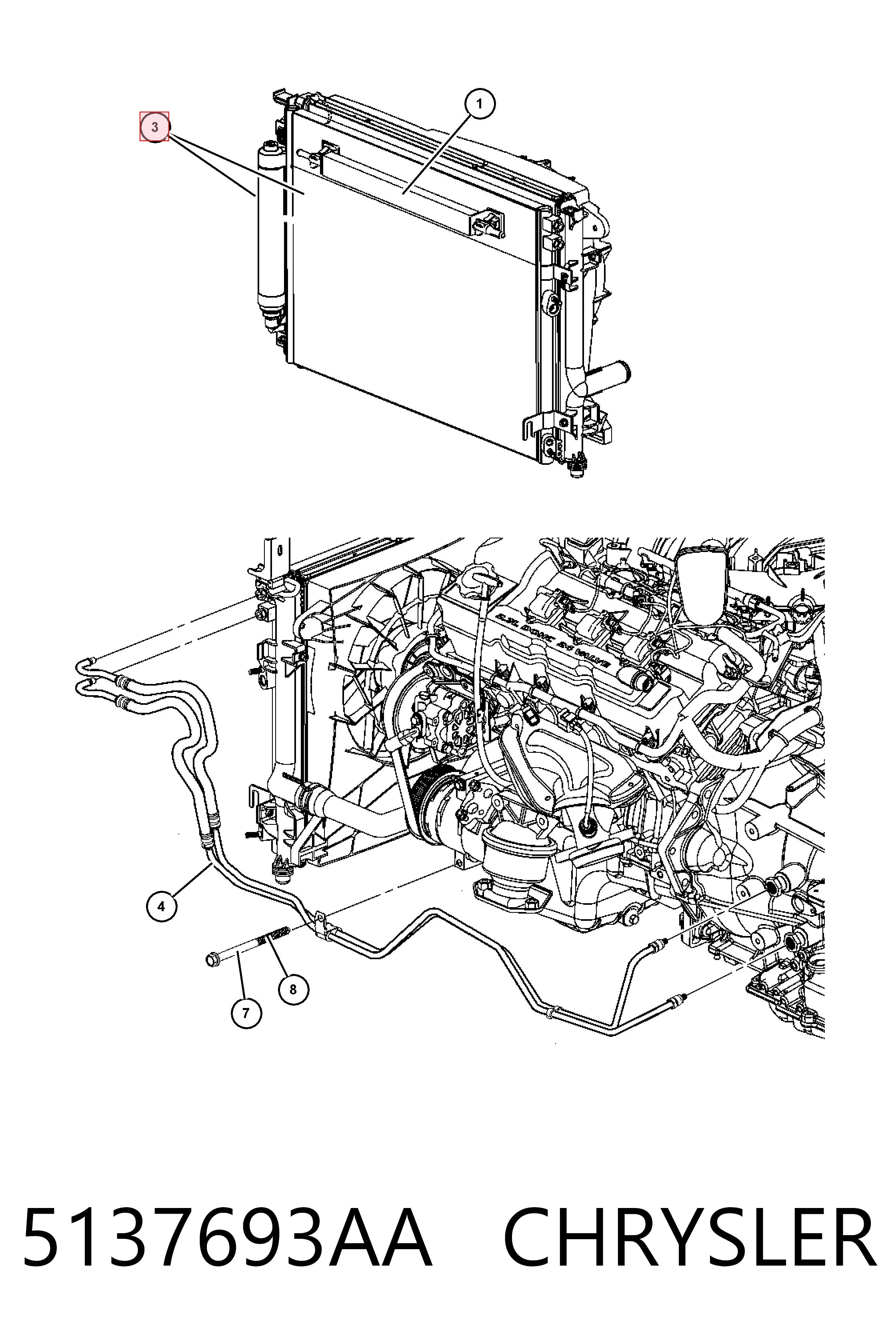 5137693AA Chrysler Chłodnica klimatyzacji