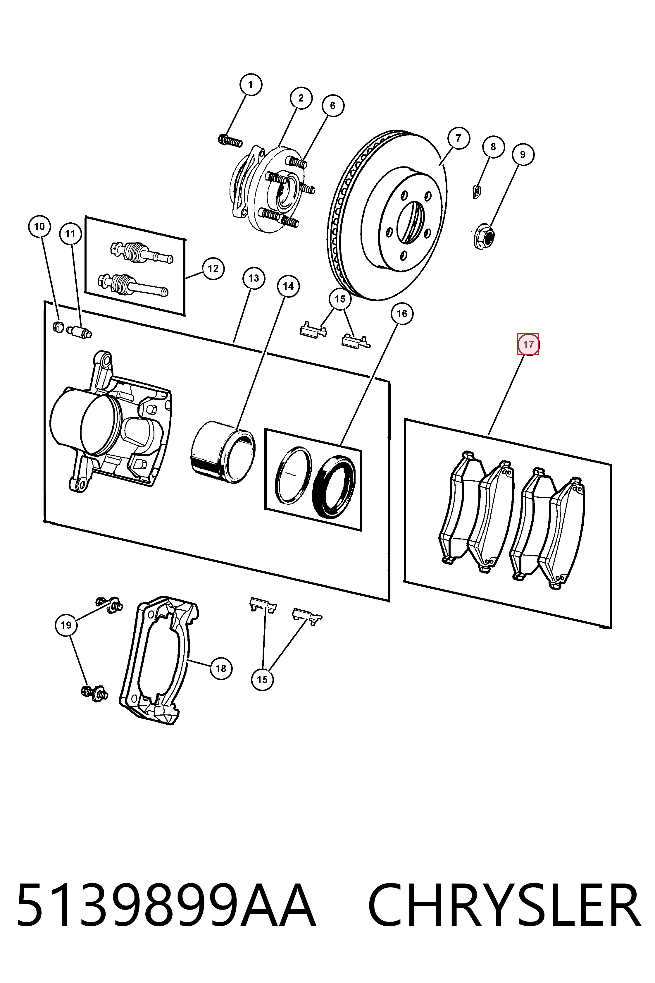 5139899AA Chrysler Klocki hamulcowe przednie tarczowe