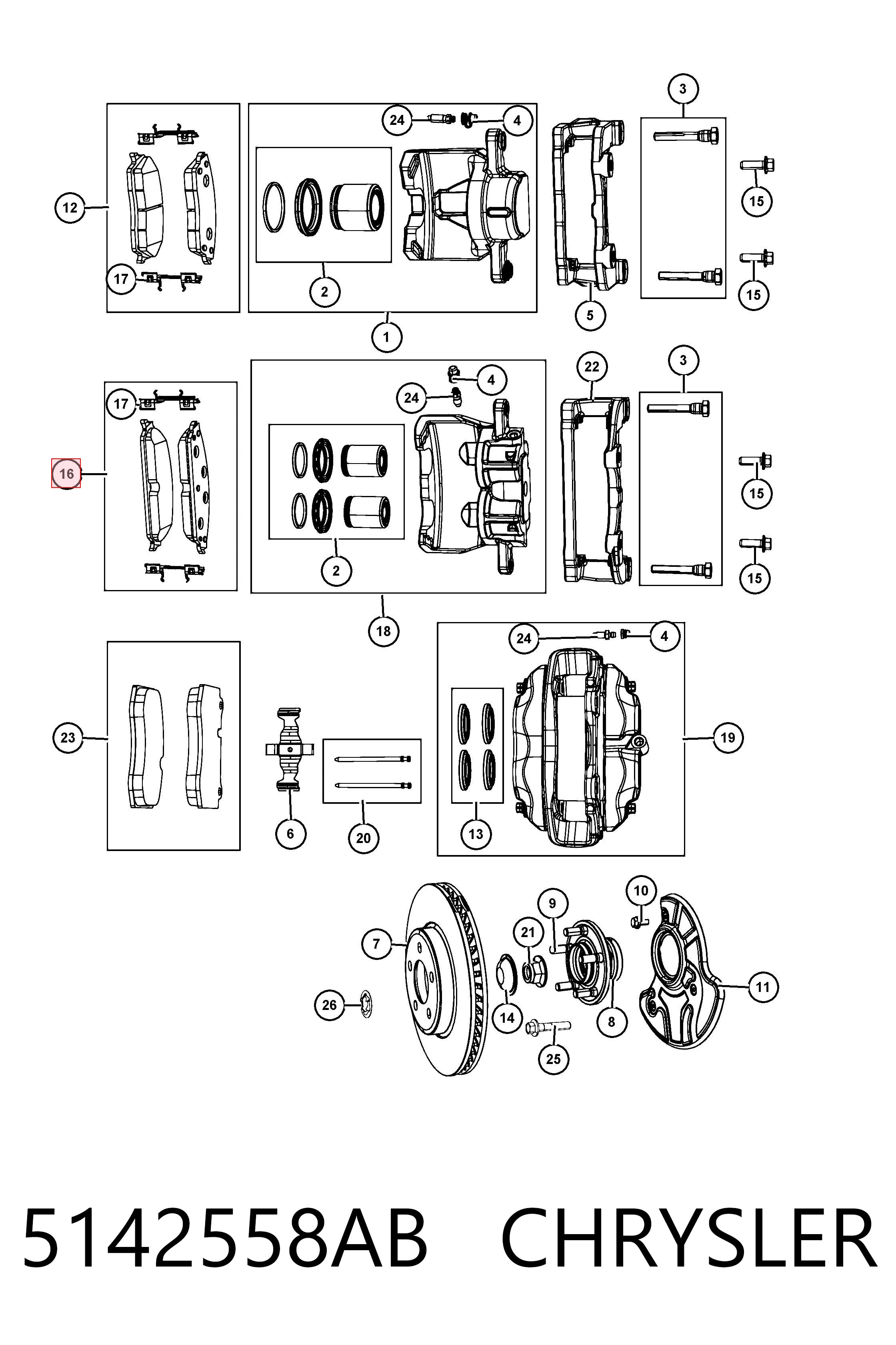 5142558AB Chrysler Klocki hamulcowe przednie tarczowe