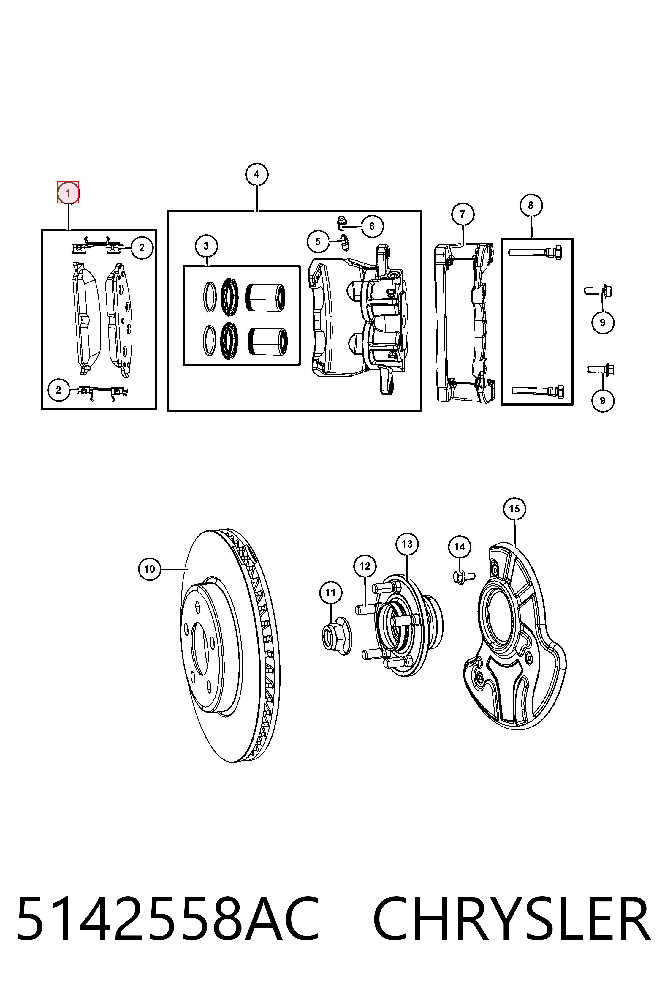 5142558AC Chrysler Klocki hamulcowe przednie tarczowe