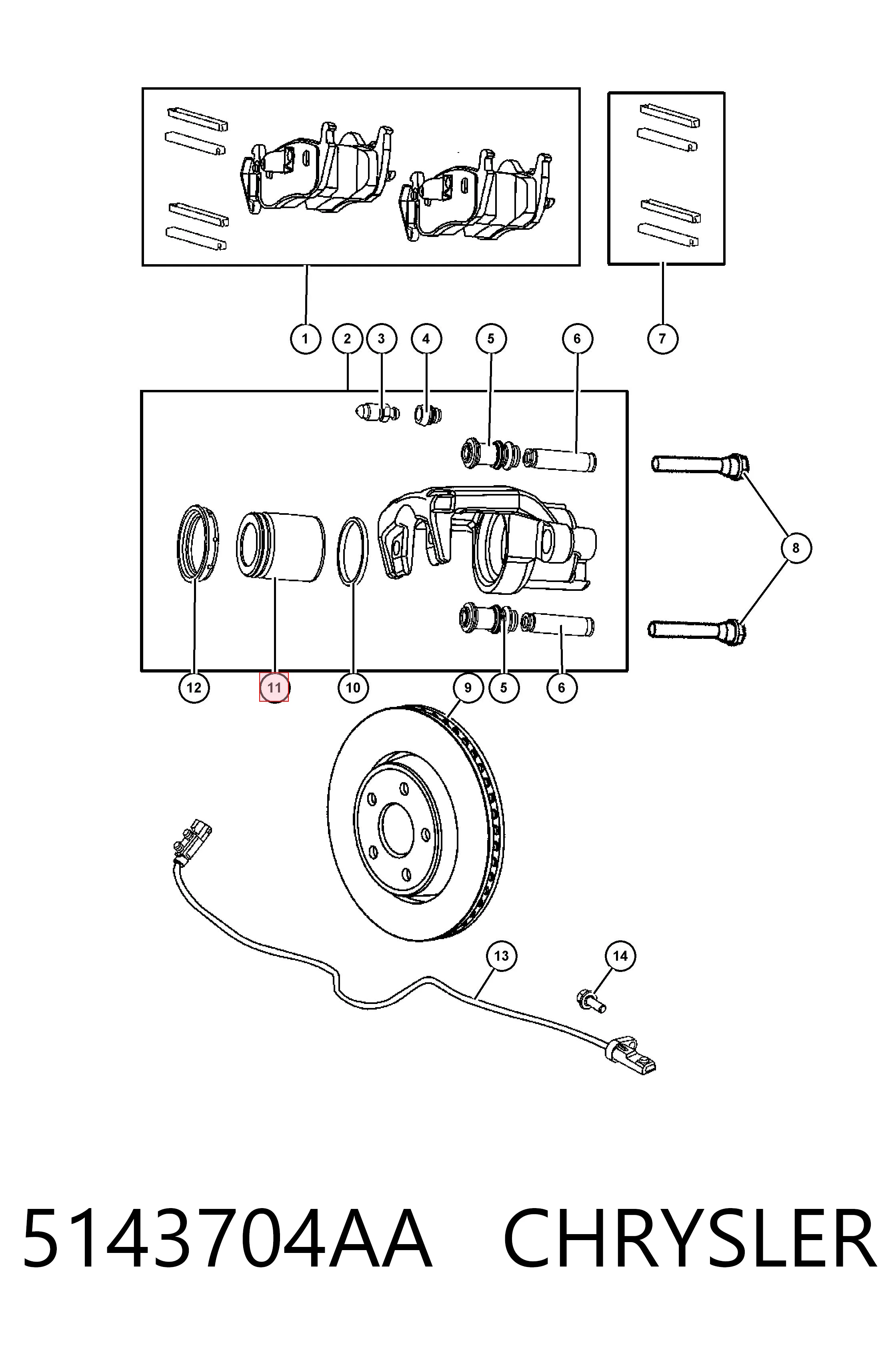 5143704AA Chrysler Tłoczek zacisku hamulcowego przedniego