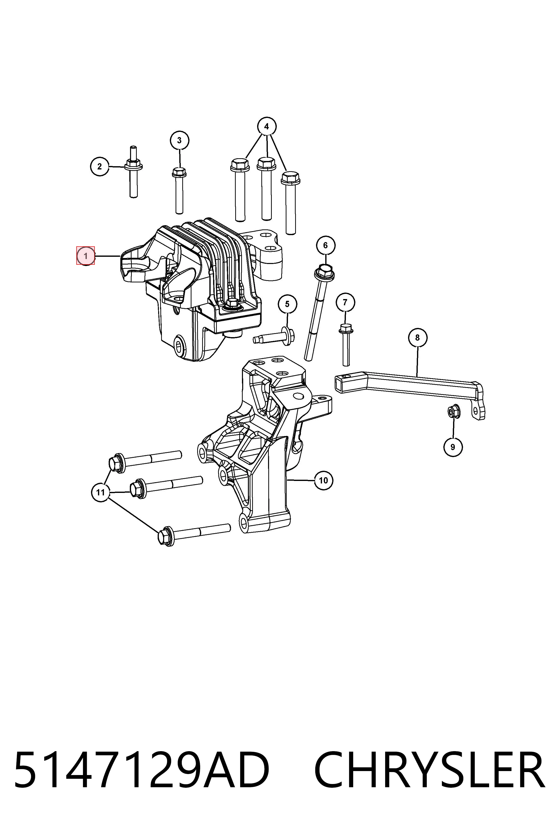 5147129AD Chrysler Poduszka (podpora) silnika prawa