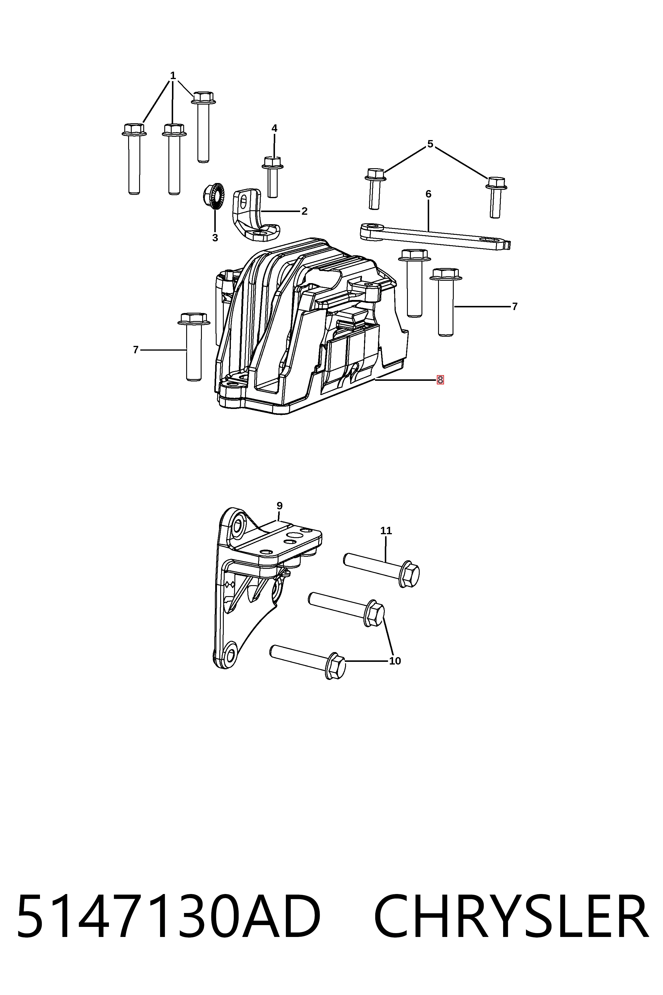 K05147130AE Fiat/Alfa/Lancia Poduszka (podpora) silnika prawa
