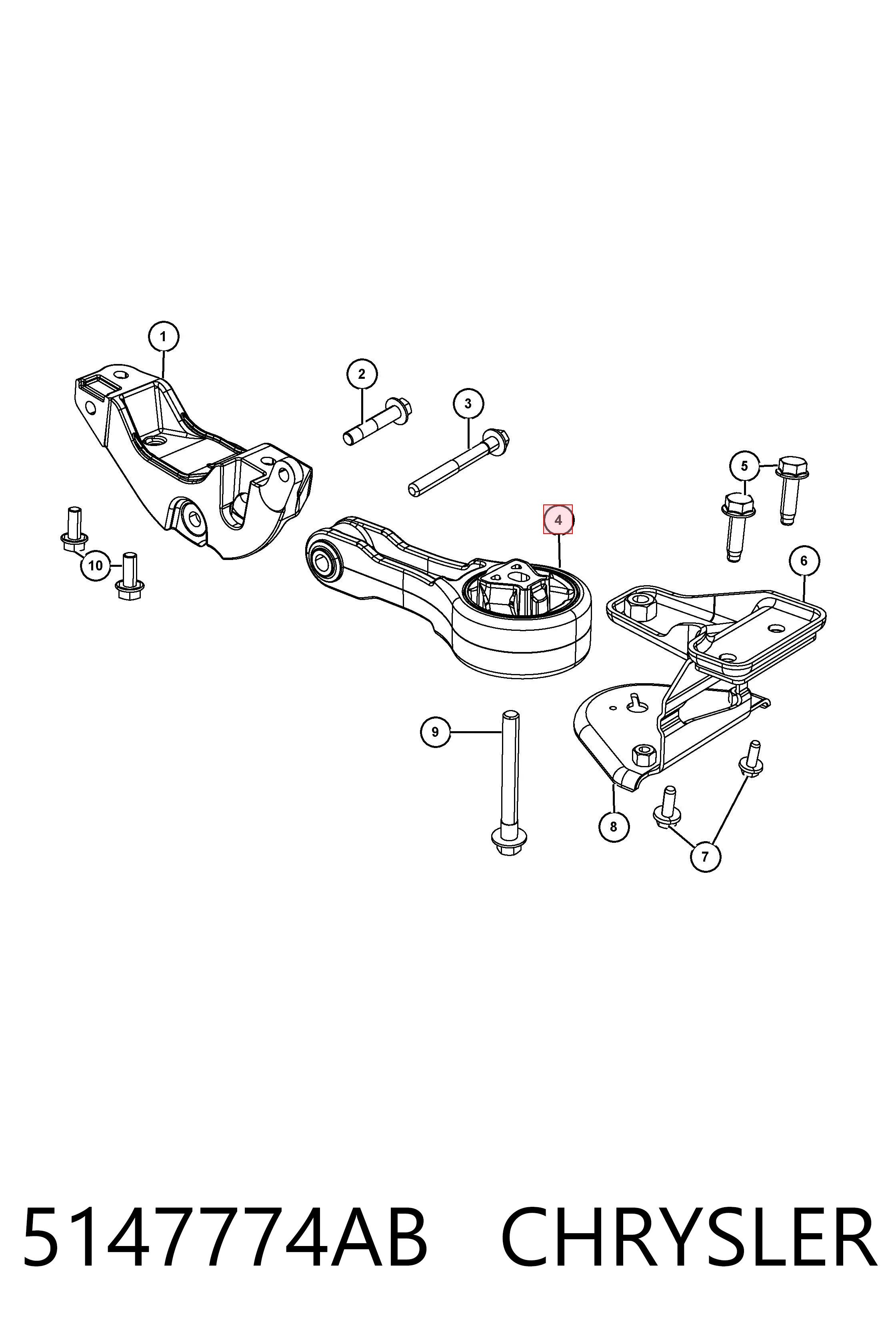 5147774AB Chrysler Poduszka (podpora) silnika tylna